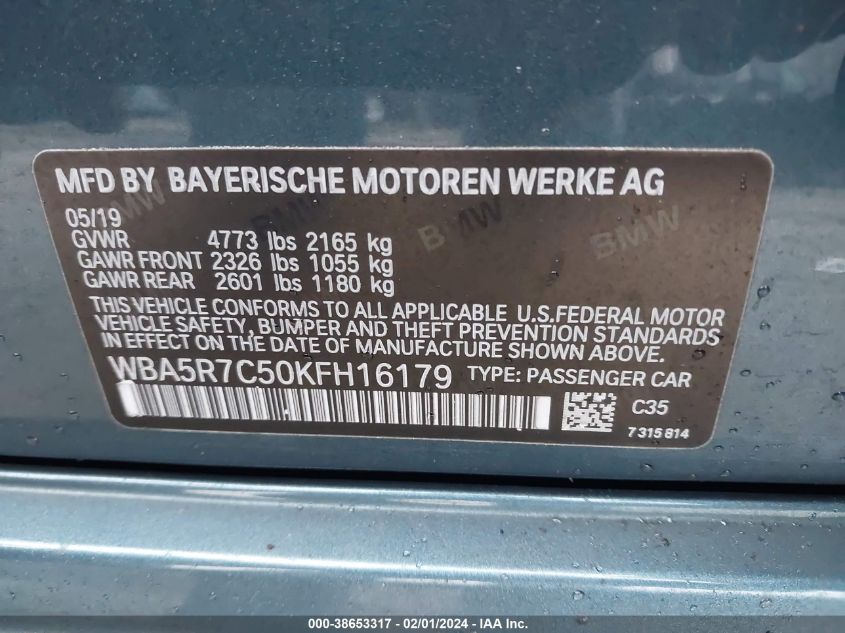 2019 BMW 330XI WBA5R7C50KFH16179