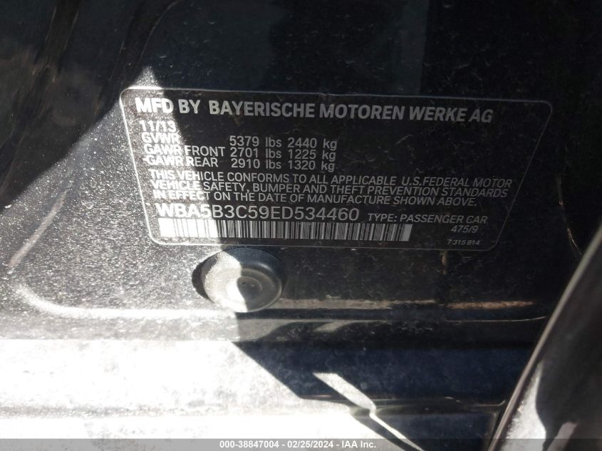2014 BMW 535I XDRIVE WBA5B3C59ED534460