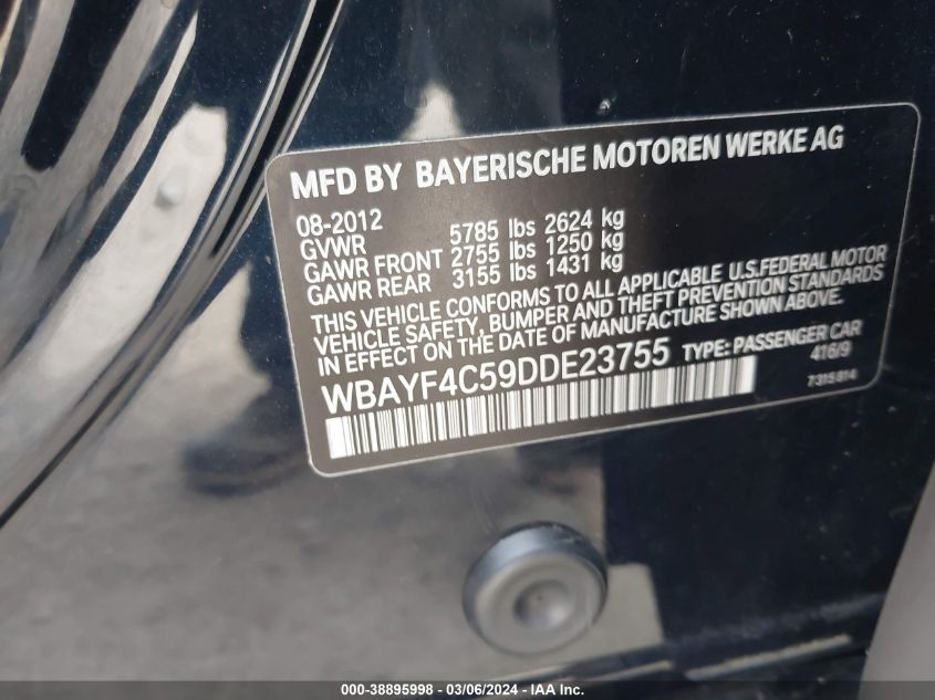 2013 BMW 740LI XDRIVE WBAYF4C59DDE23755