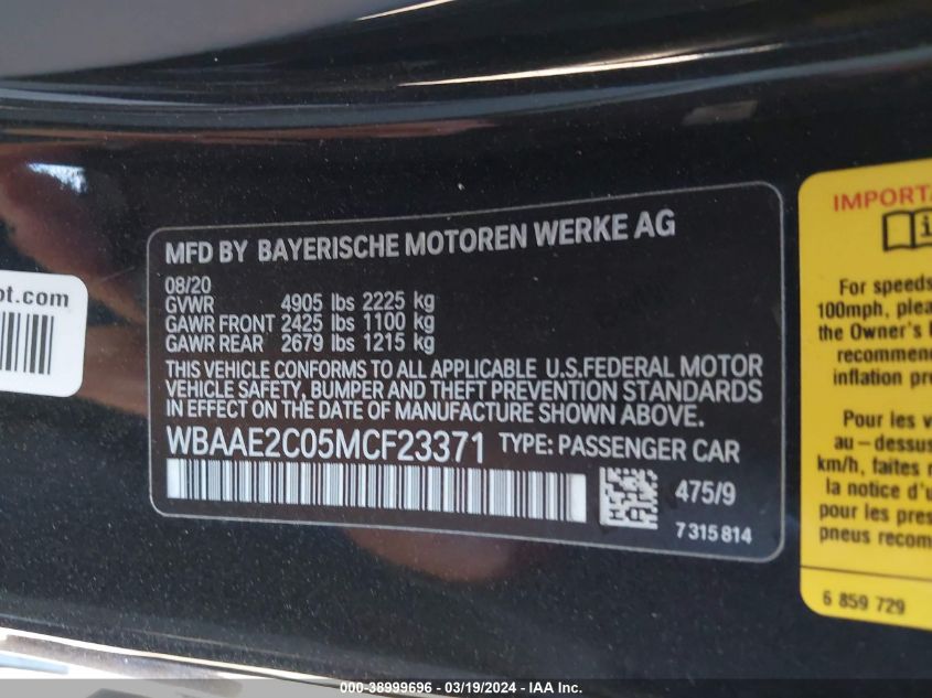 2021 BMW 840I WBAAE2C05MCF23371