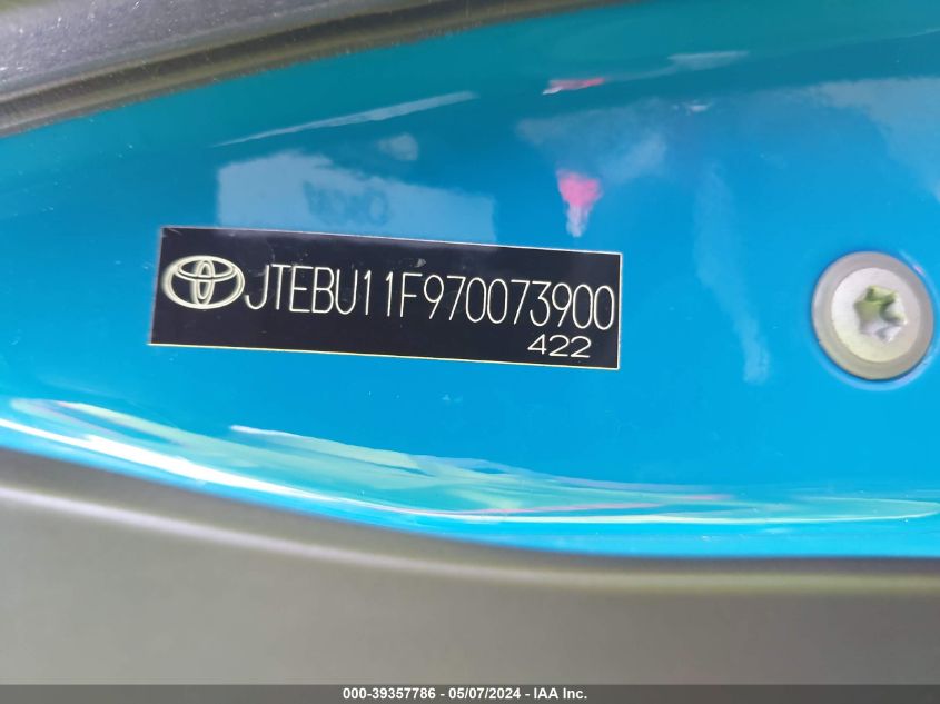 2007 Toyota Fj Cruiser VIN: JTEBU11F970073900 Lot: 39357786