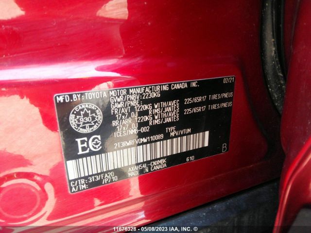 Toyota Rav4 Xle 2021 2T3RWRFV0MW110089 Image 10