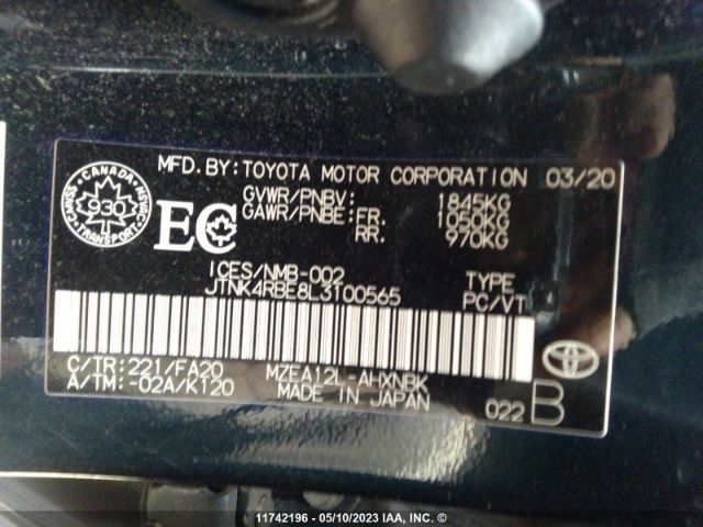 Toyota COROLLA HATCHBACK 2020 JTNK4RBE8L3100565 Thumbnail 9