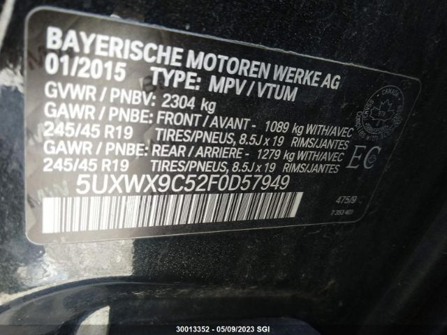 BMW X3 Xdrive28i 2015 5UXWX9C52F0D57949 Thumbnail 10