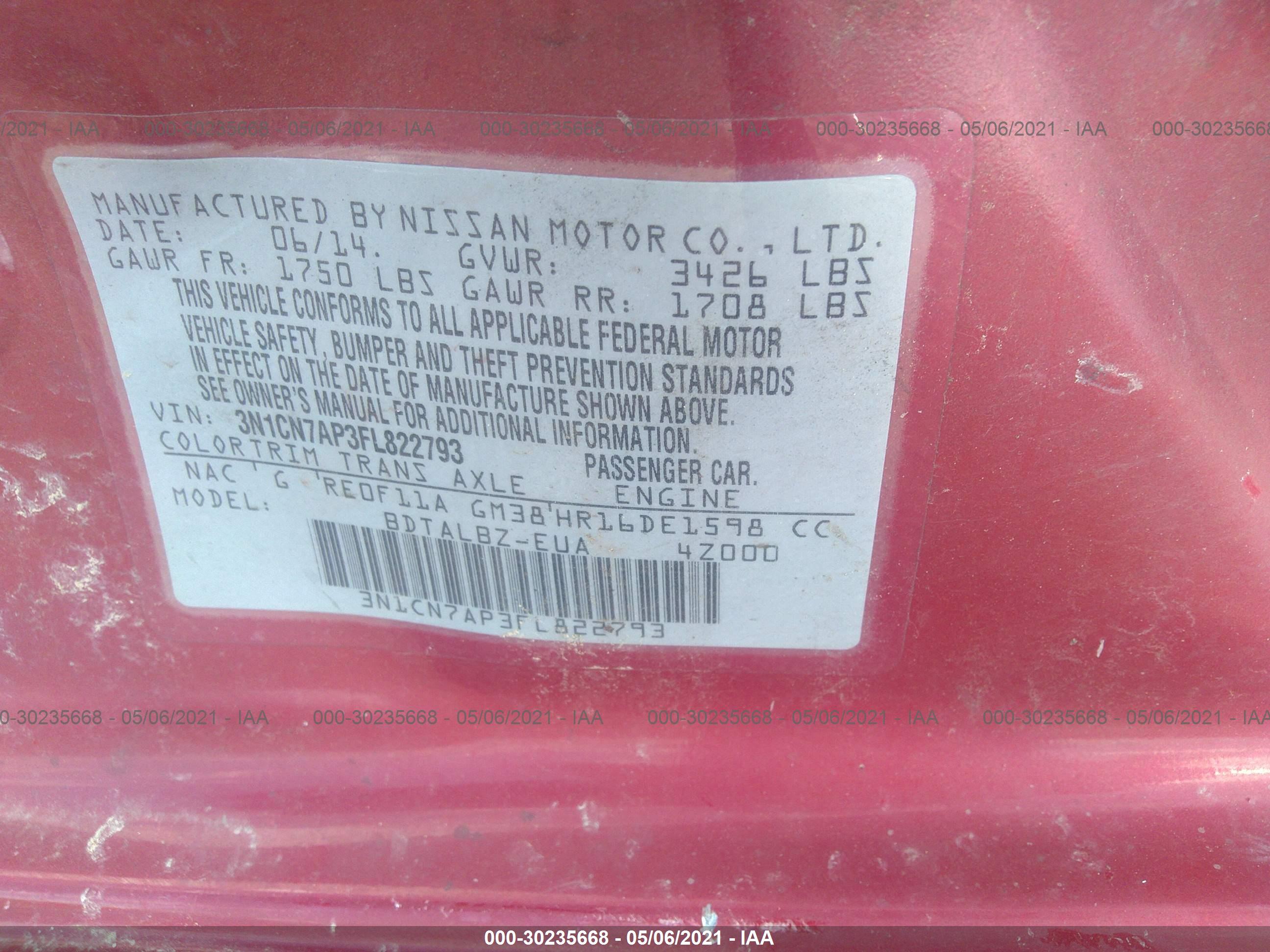 NISSAN VERSA image 9
