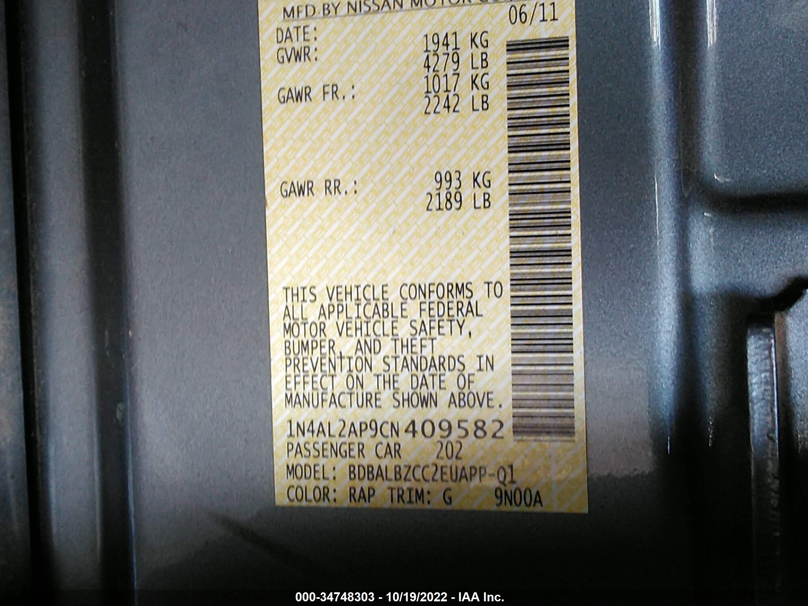 NISSAN ALTIMA image 9