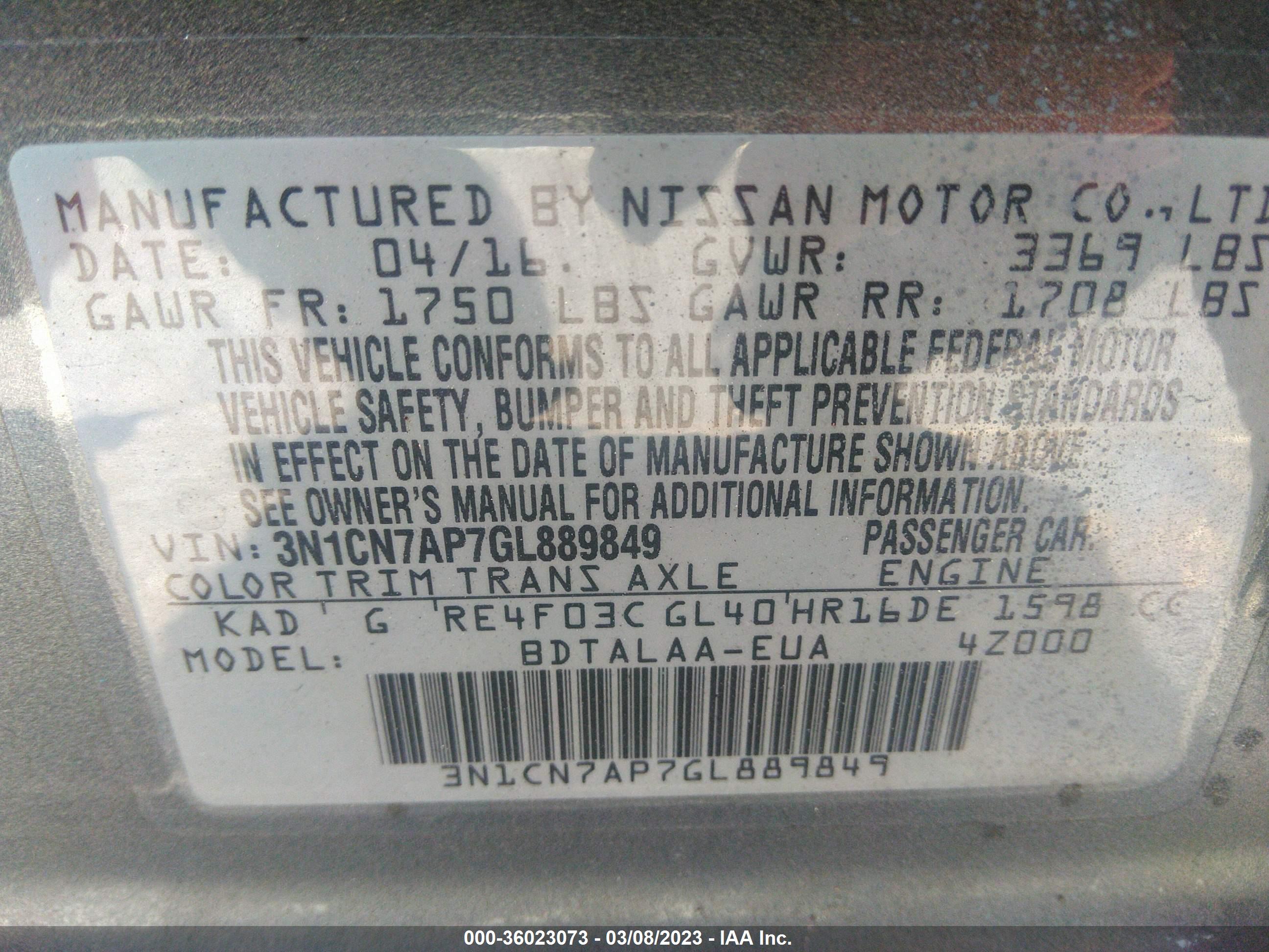 NISSAN VERSA image 9