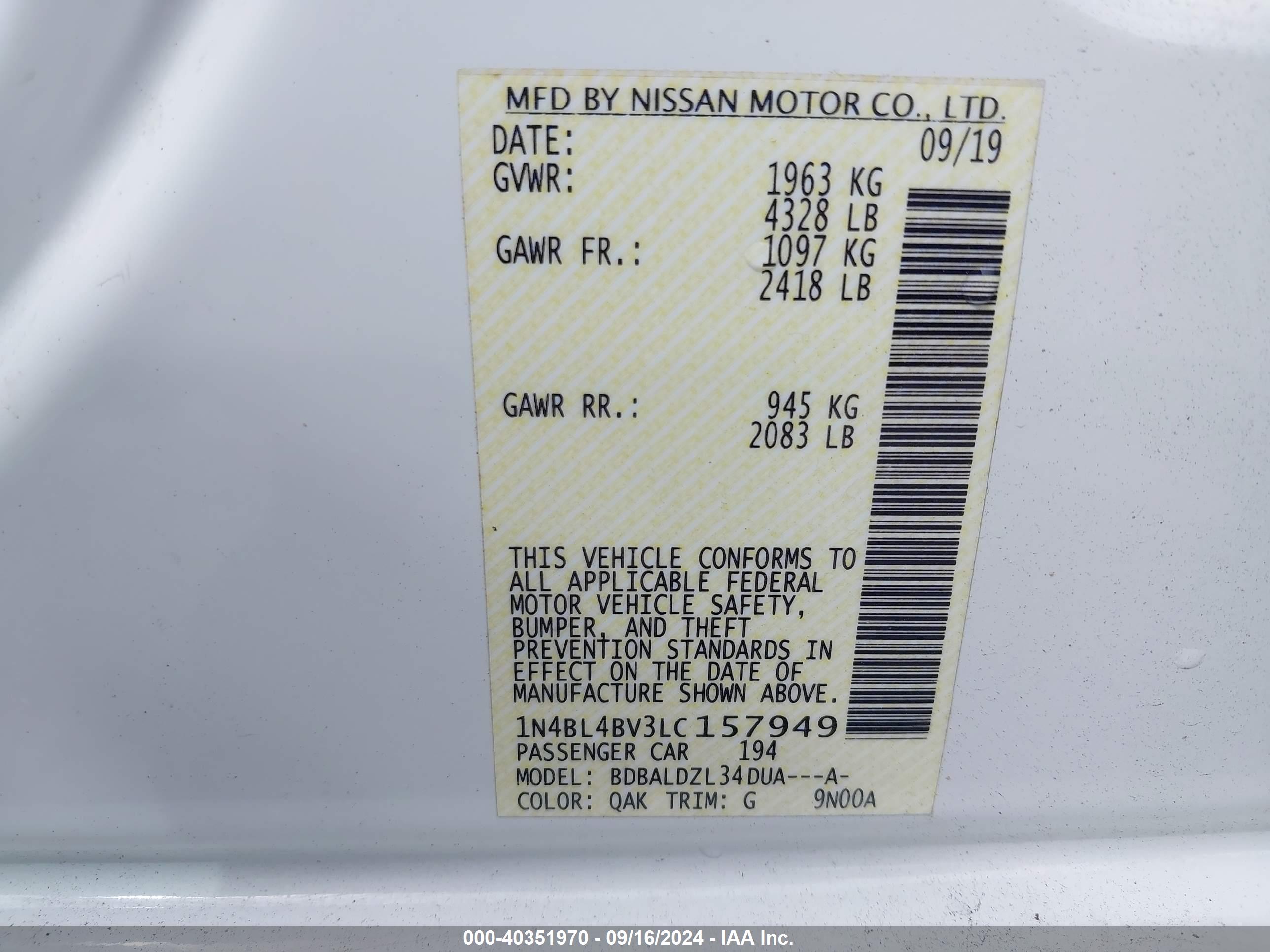 NISSAN ALTIMA image 9