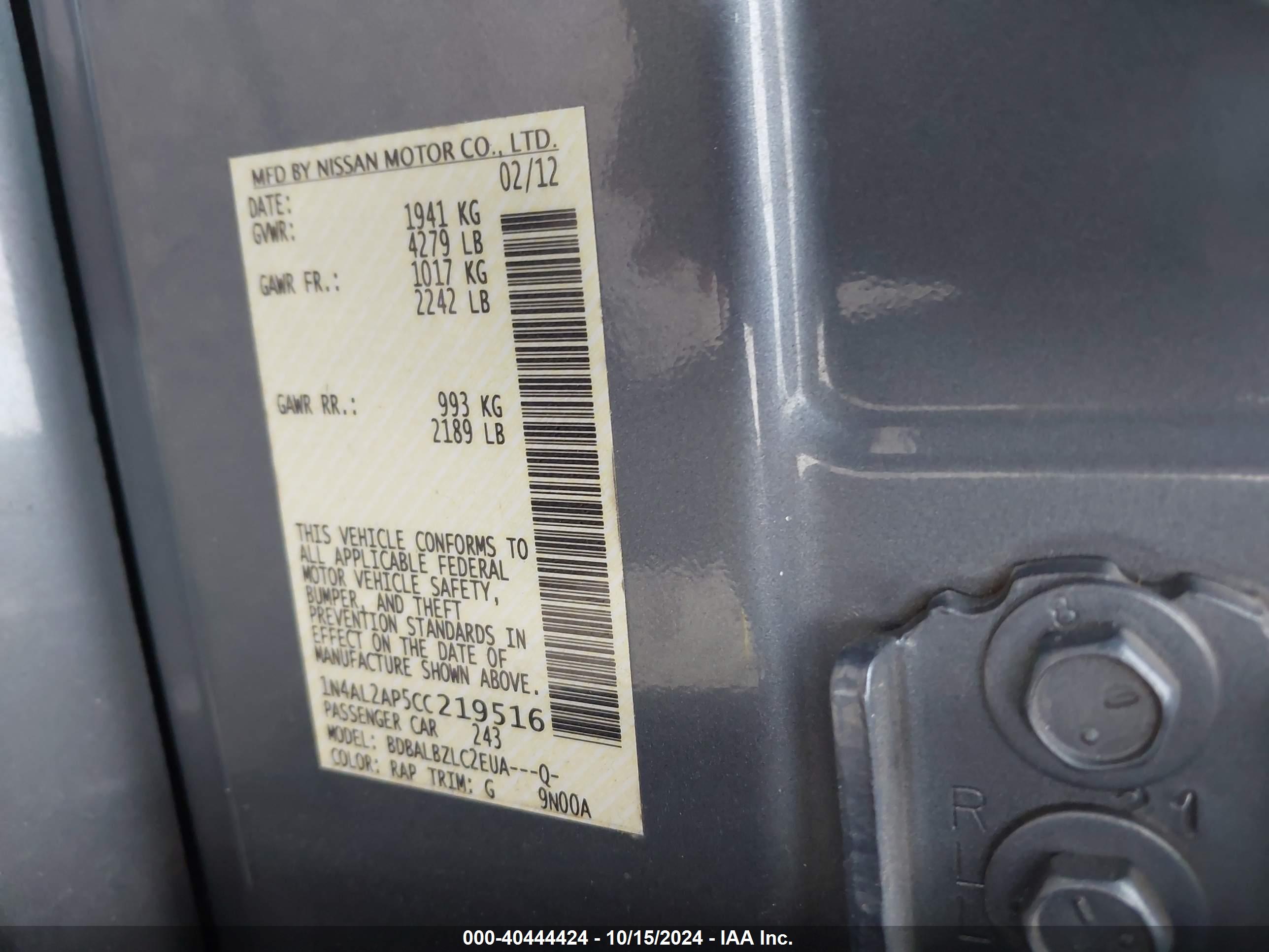 NISSAN ALTIMA image 9
