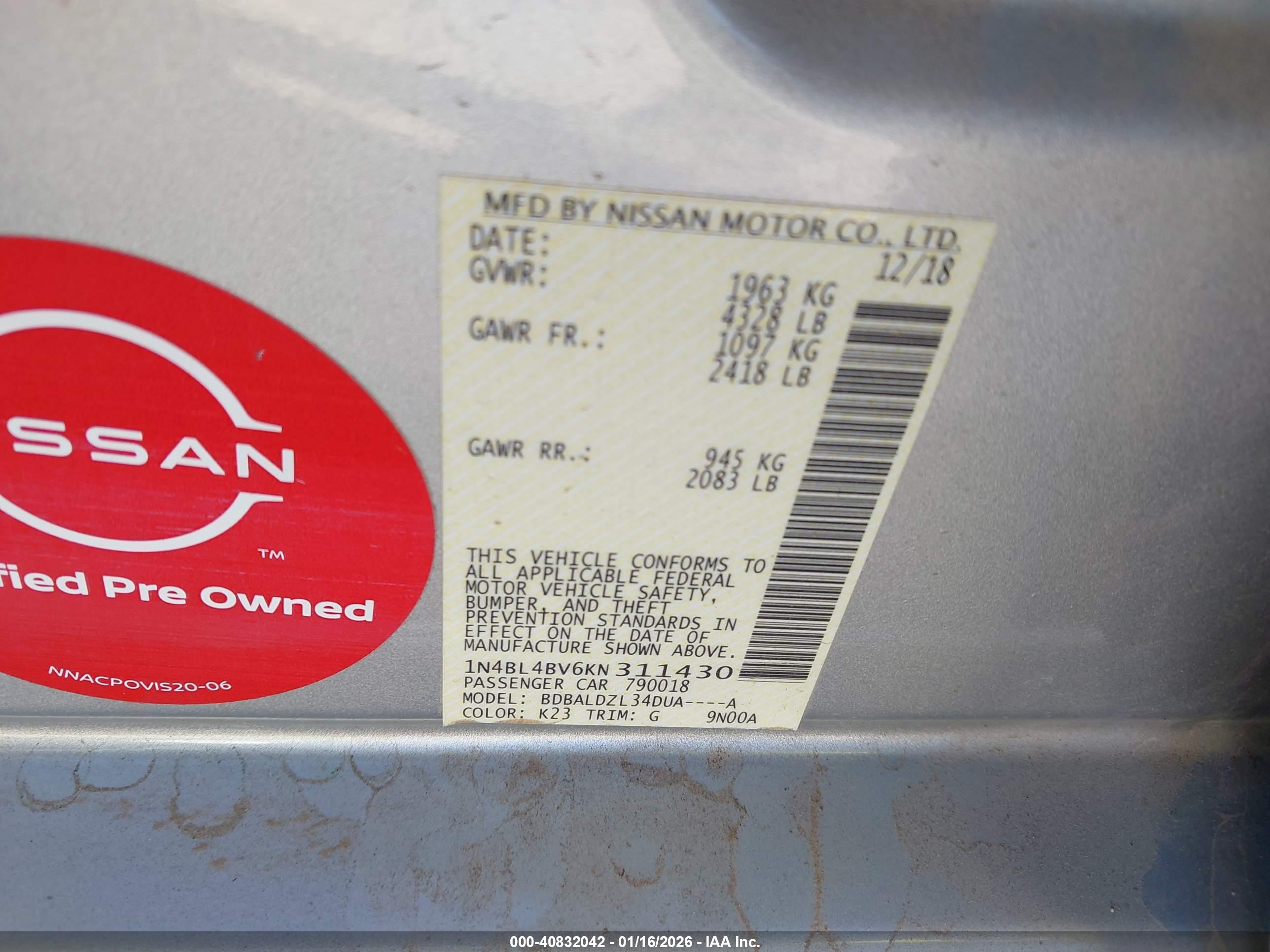 NISSAN ALTIMA image 9