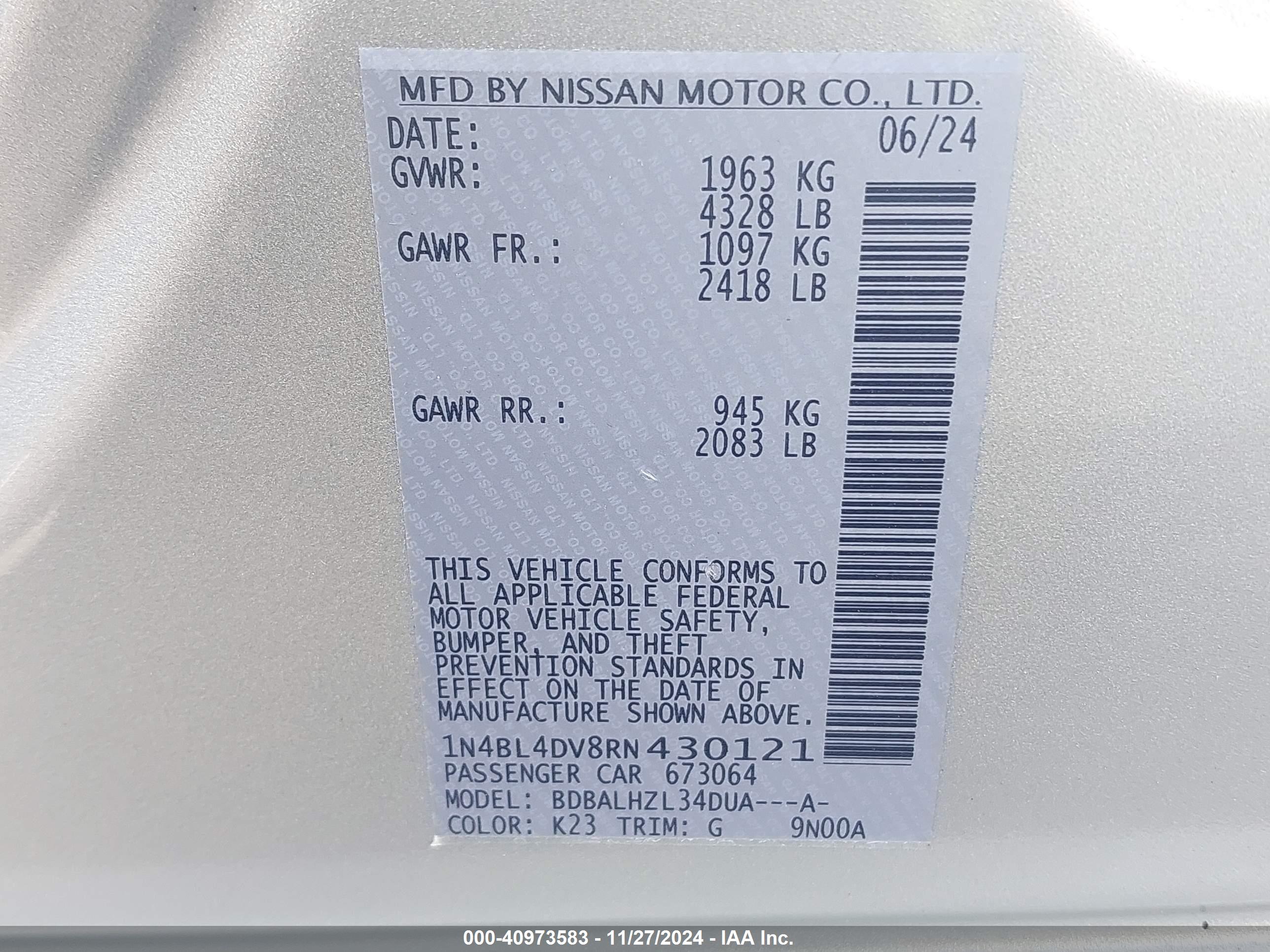 NISSAN ALTIMA image 9