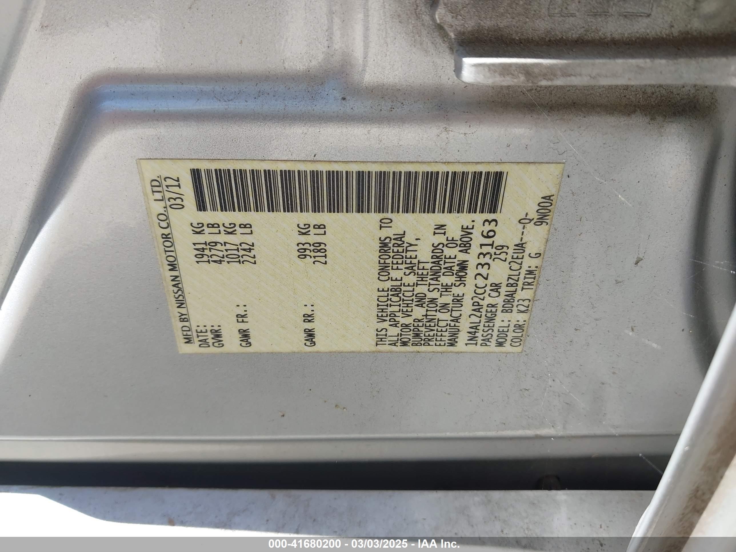 NISSAN ALTIMA image 9