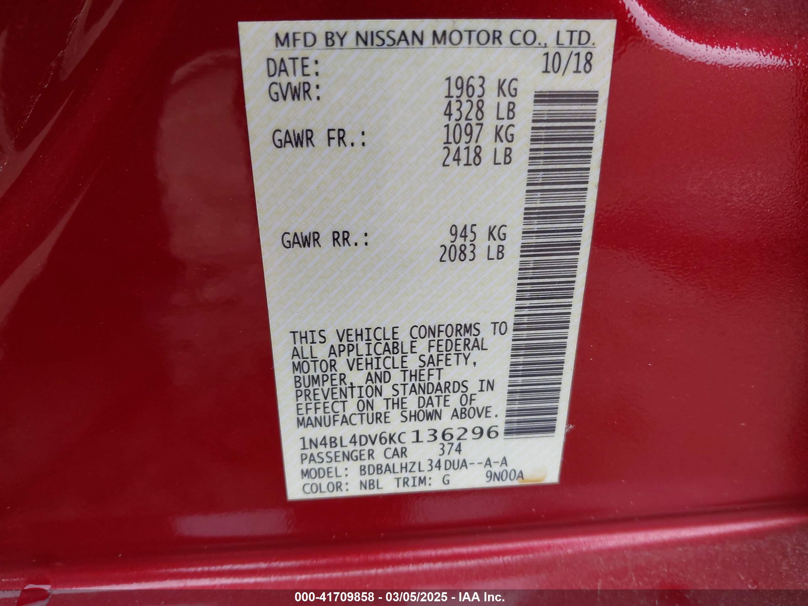 NISSAN ALTIMA image 9