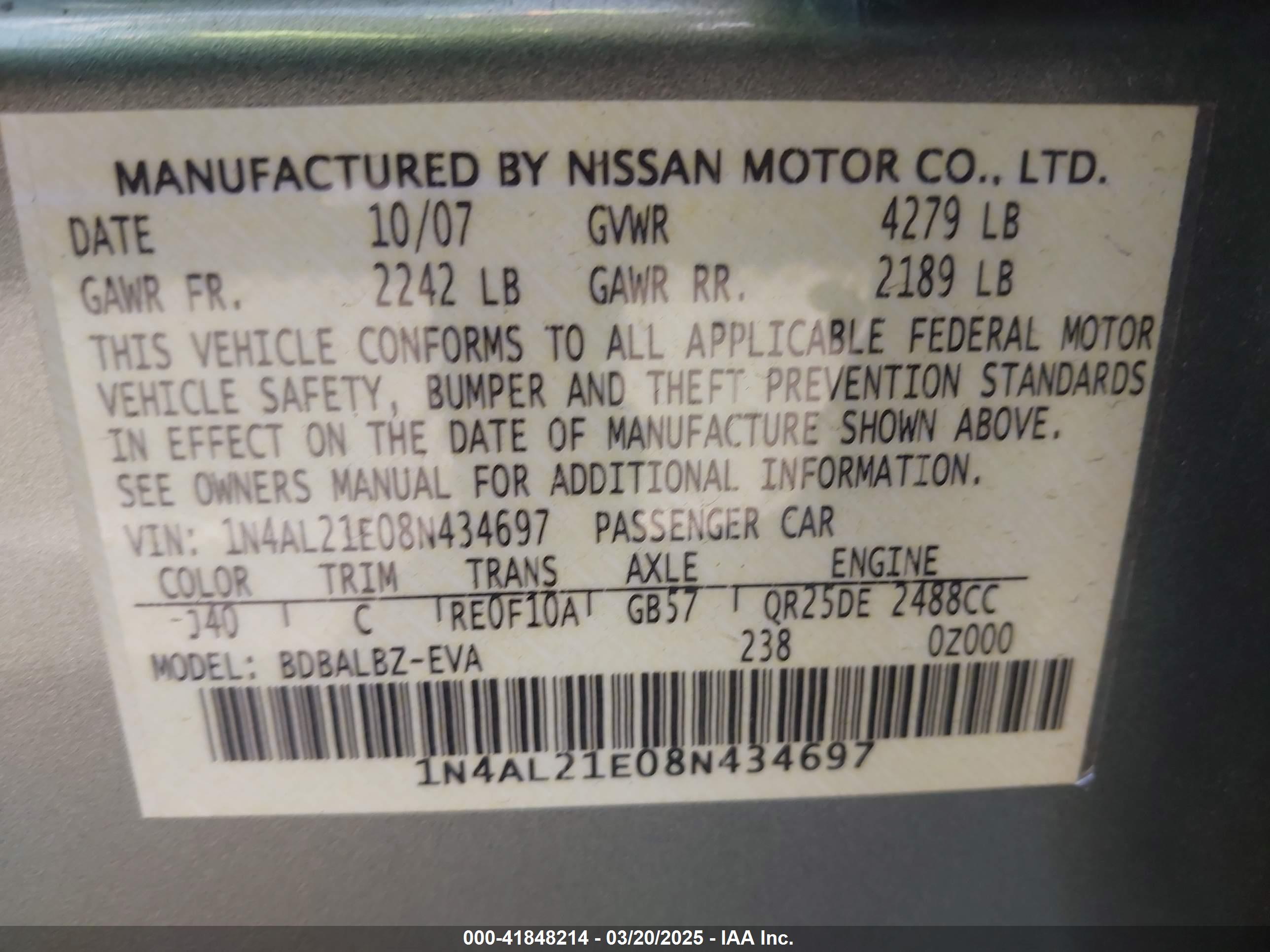 NISSAN ALTIMA image 9