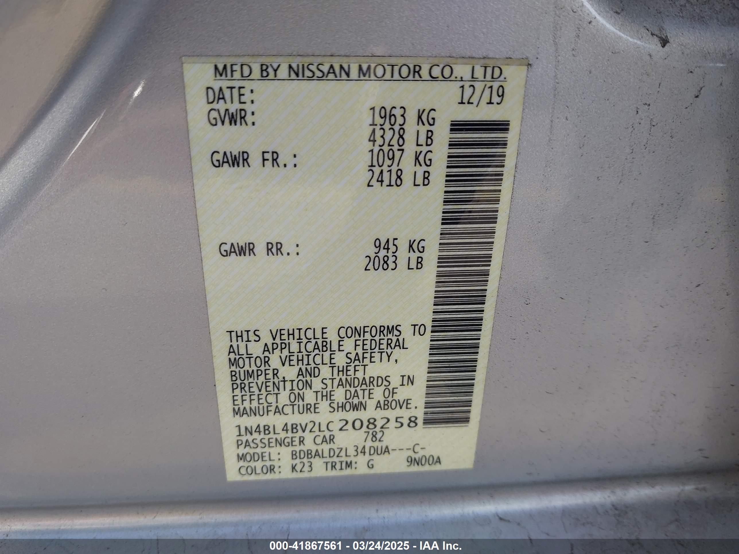 NISSAN ALTIMA image 9