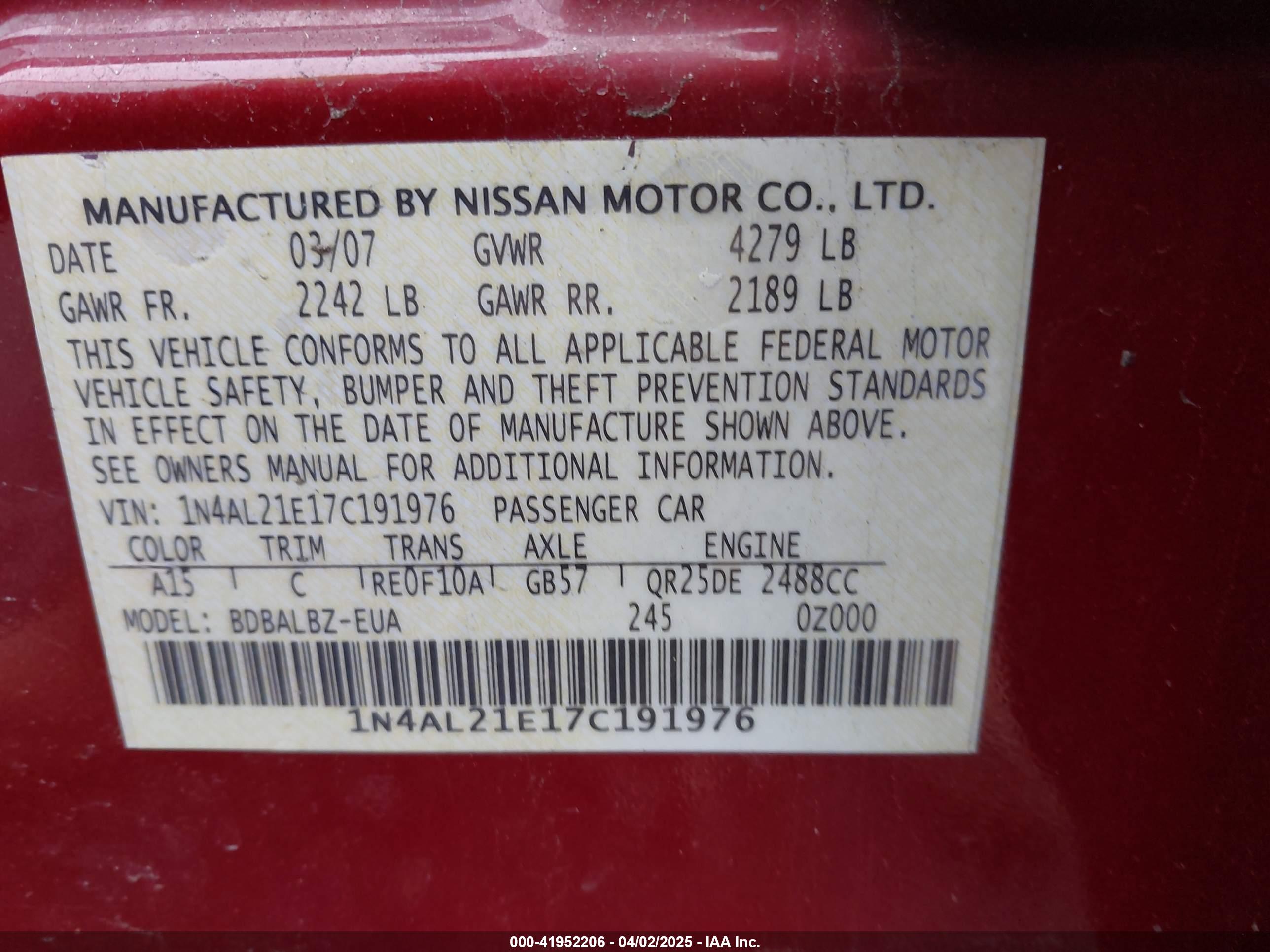NISSAN ALTIMA image 9
