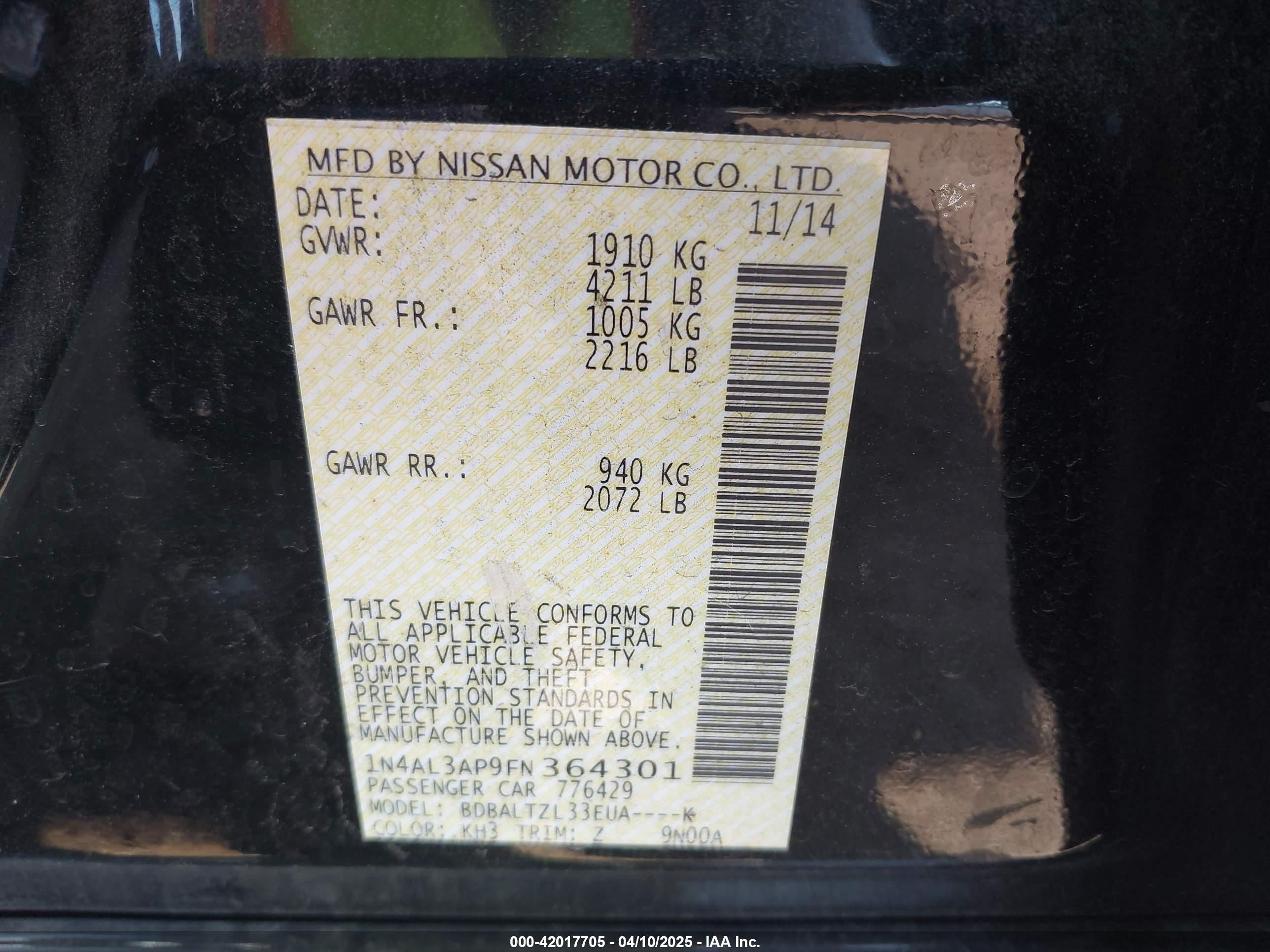 NISSAN ALTIMA image 9
