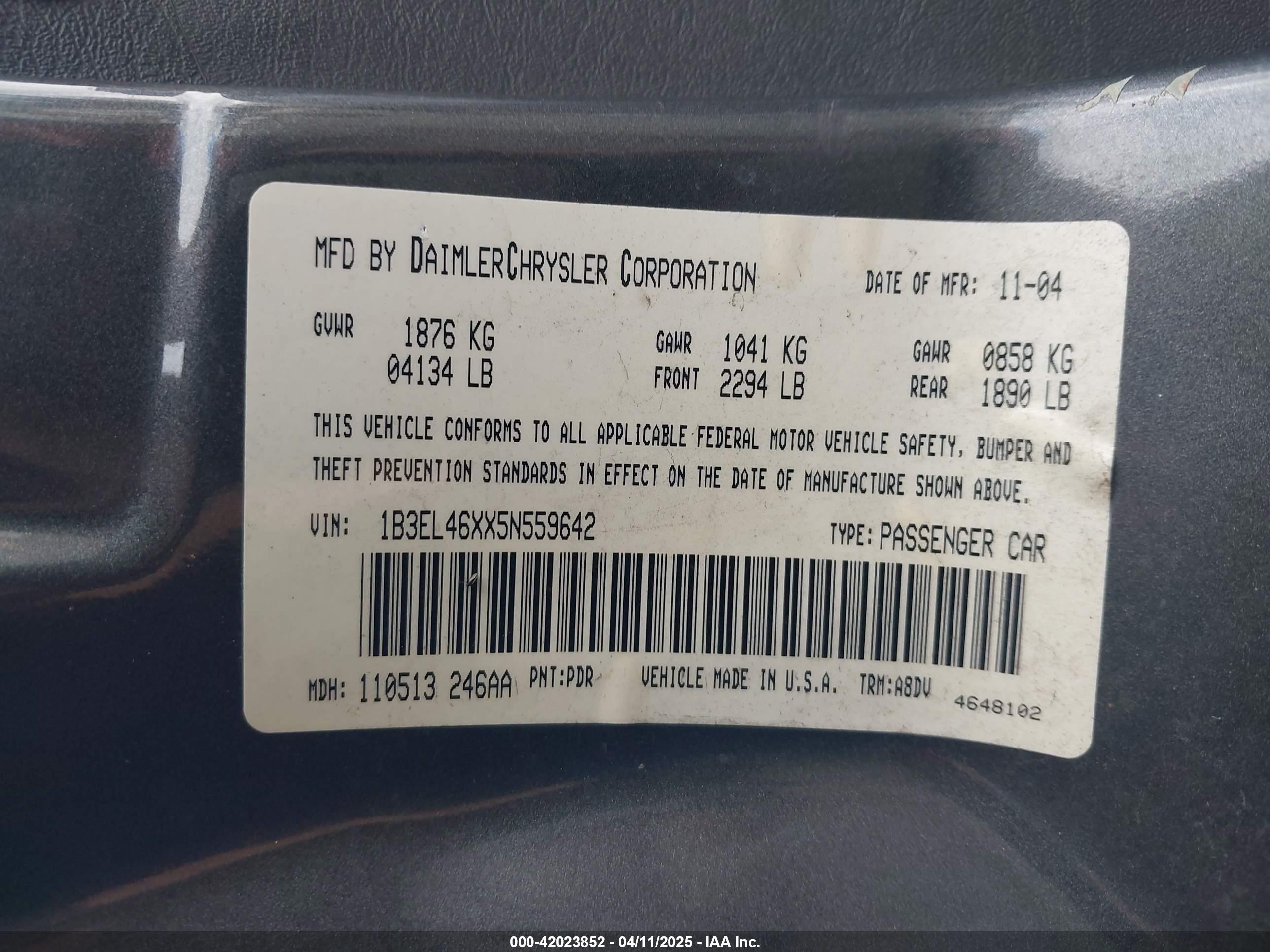 DODGE STRATUS image 9