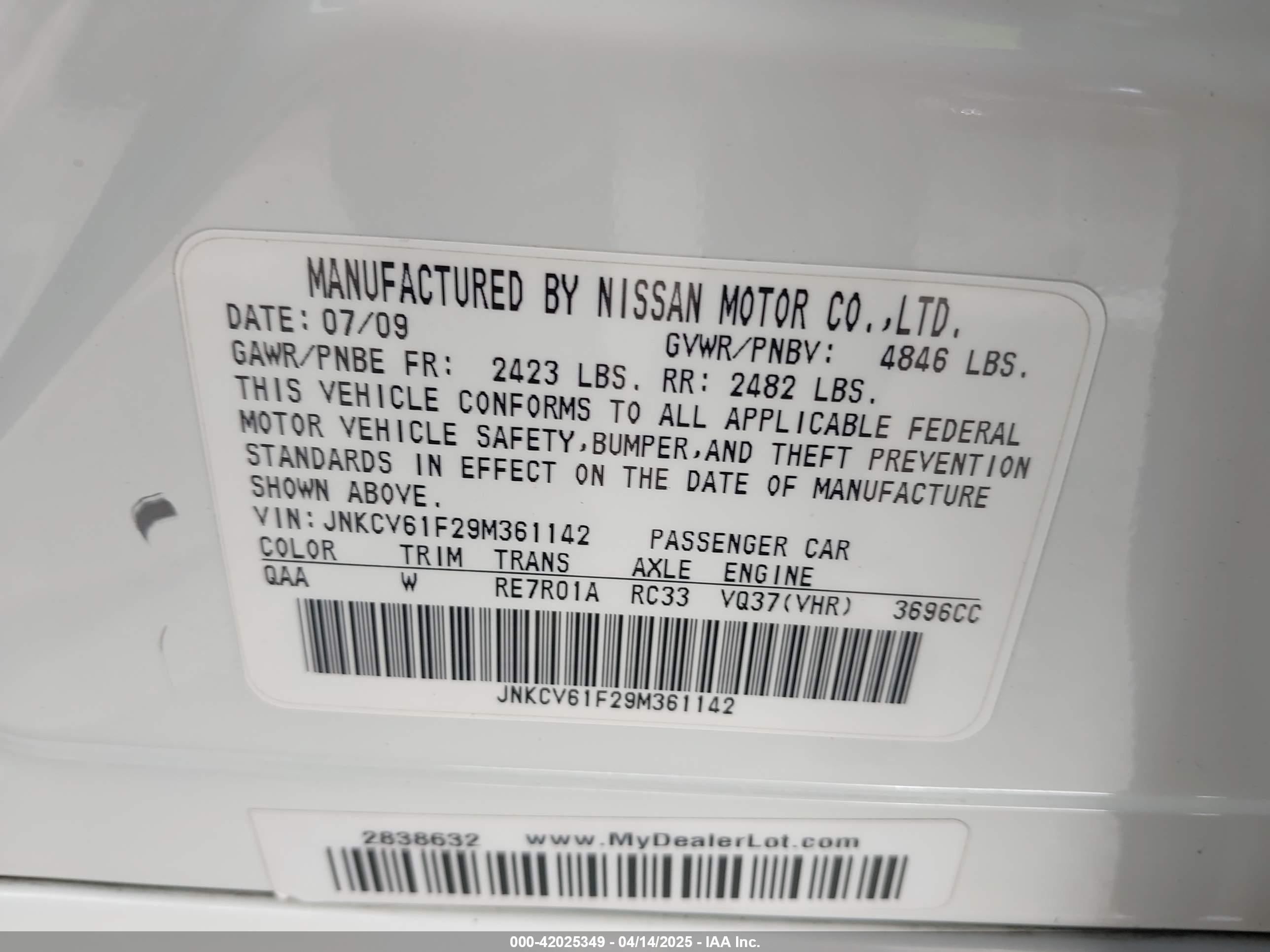INFINITI G37X image 9