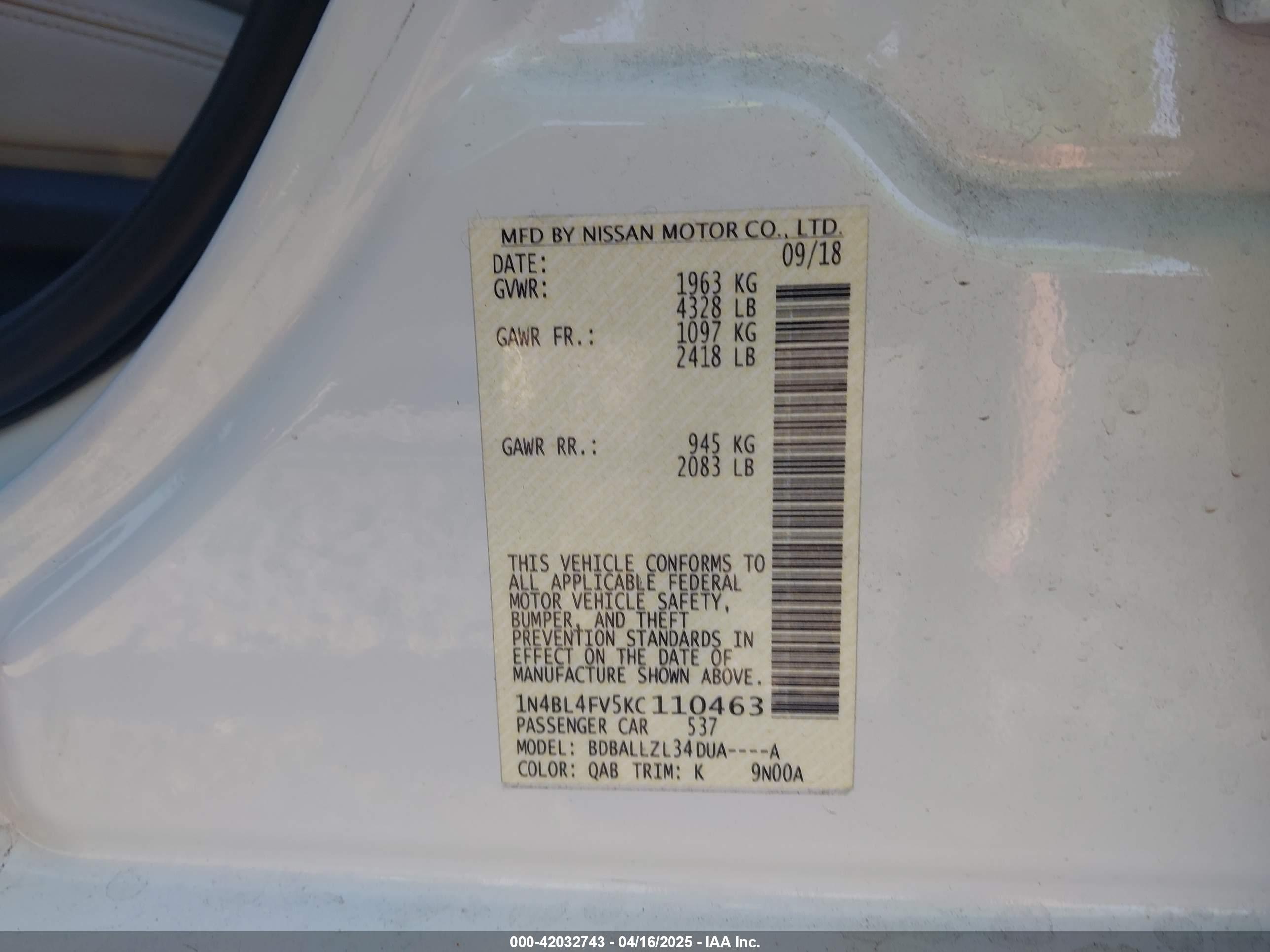 NISSAN ALTIMA image 9