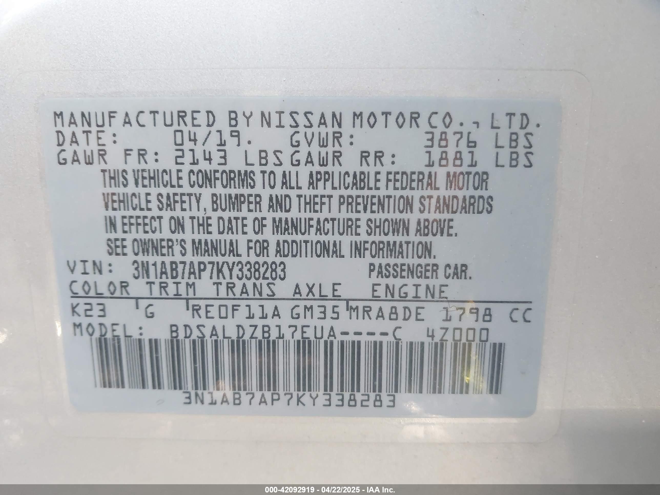 NISSAN SENTRA image 9
