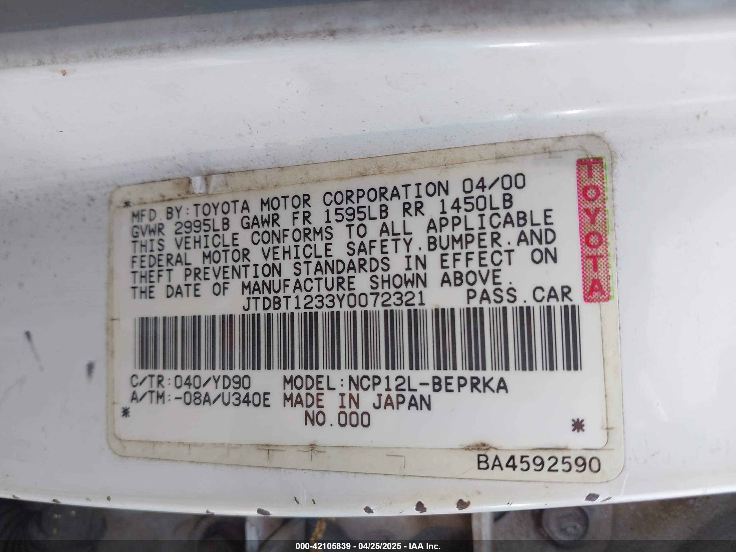 TOYOTA ECHO image 9
