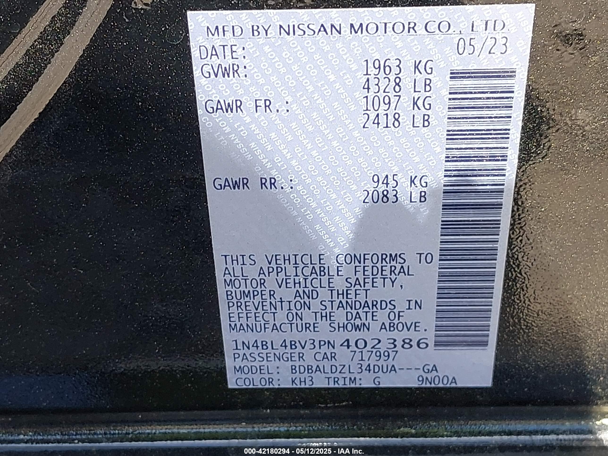 NISSAN ALTIMA image 9