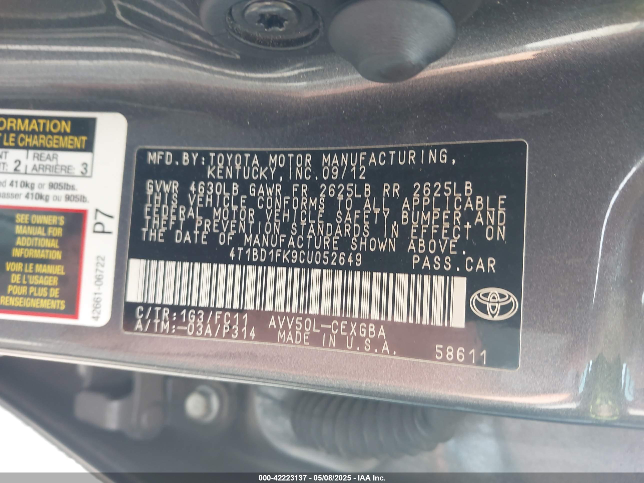 TOYOTA CAMRY image 9