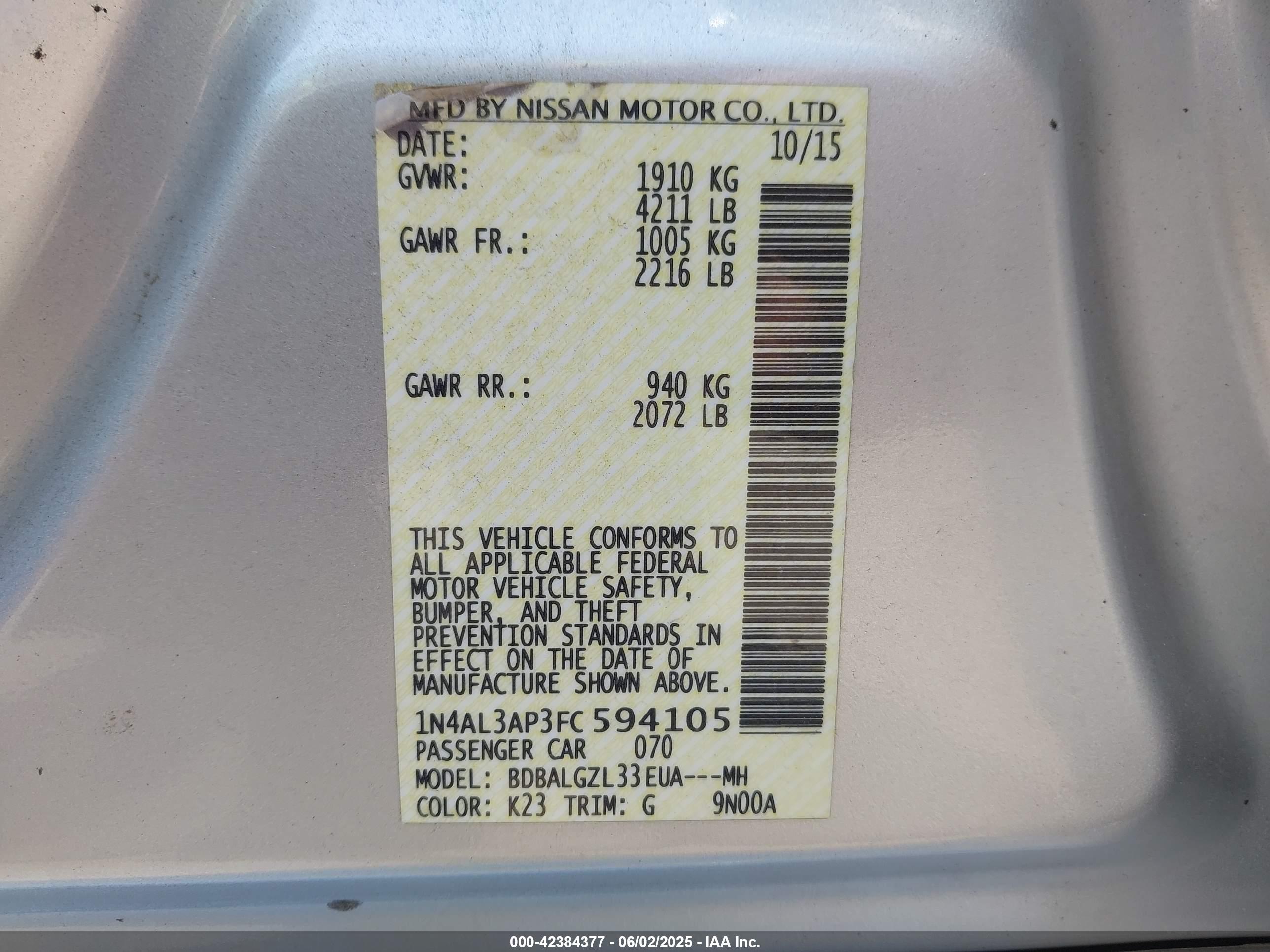 NISSAN ALTIMA image 9