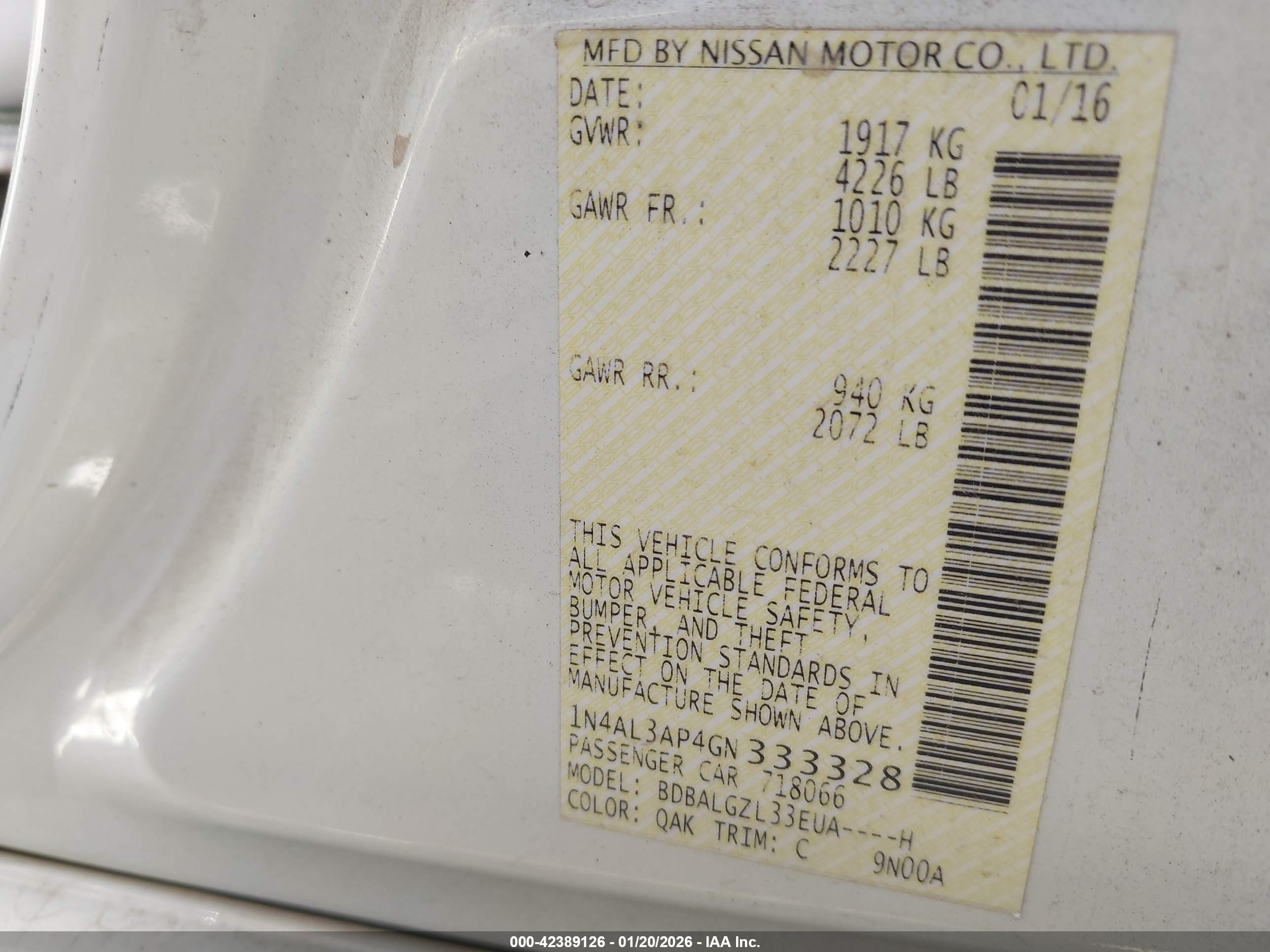 NISSAN ALTIMA image 9