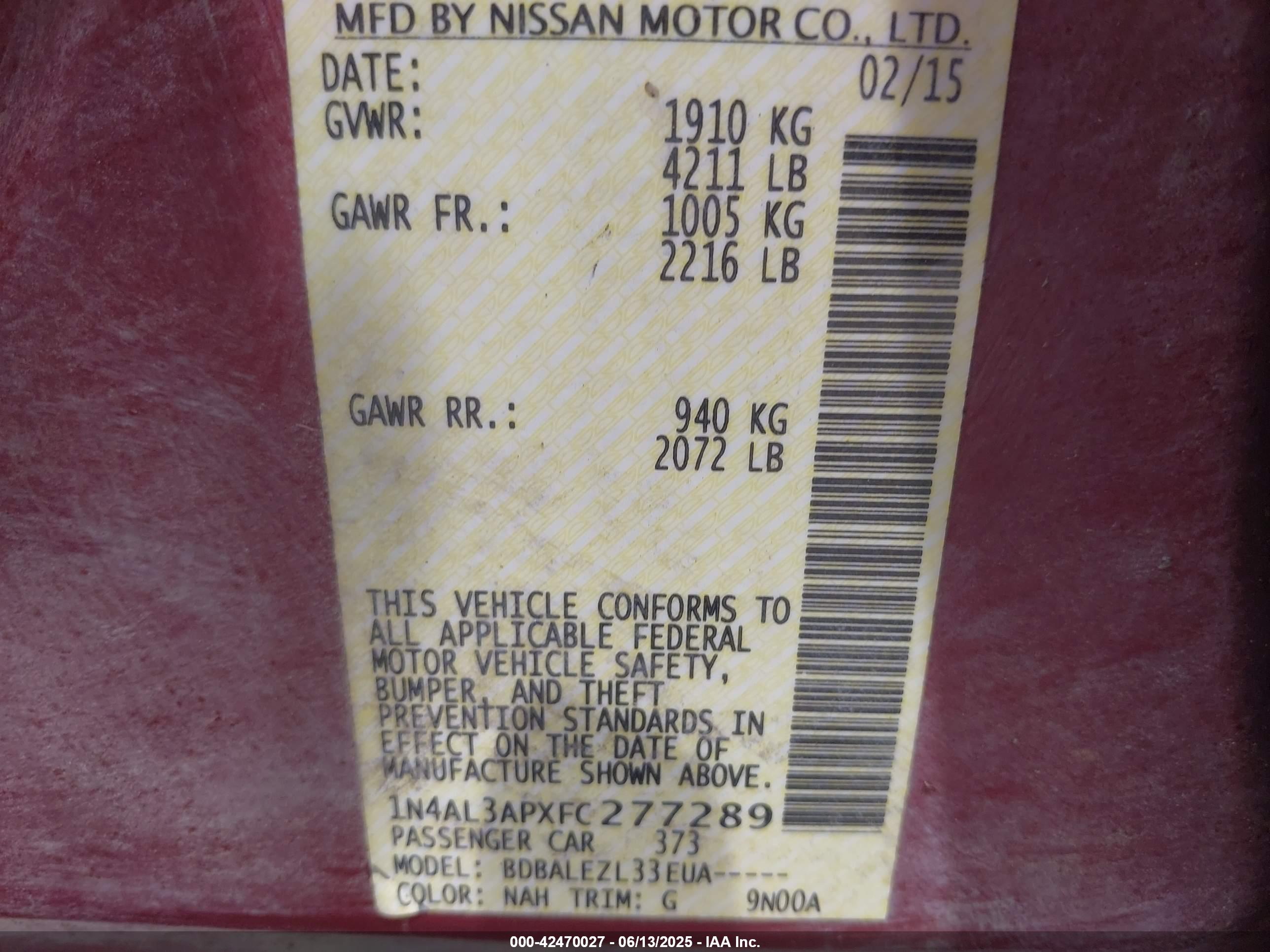NISSAN ALTIMA image 9