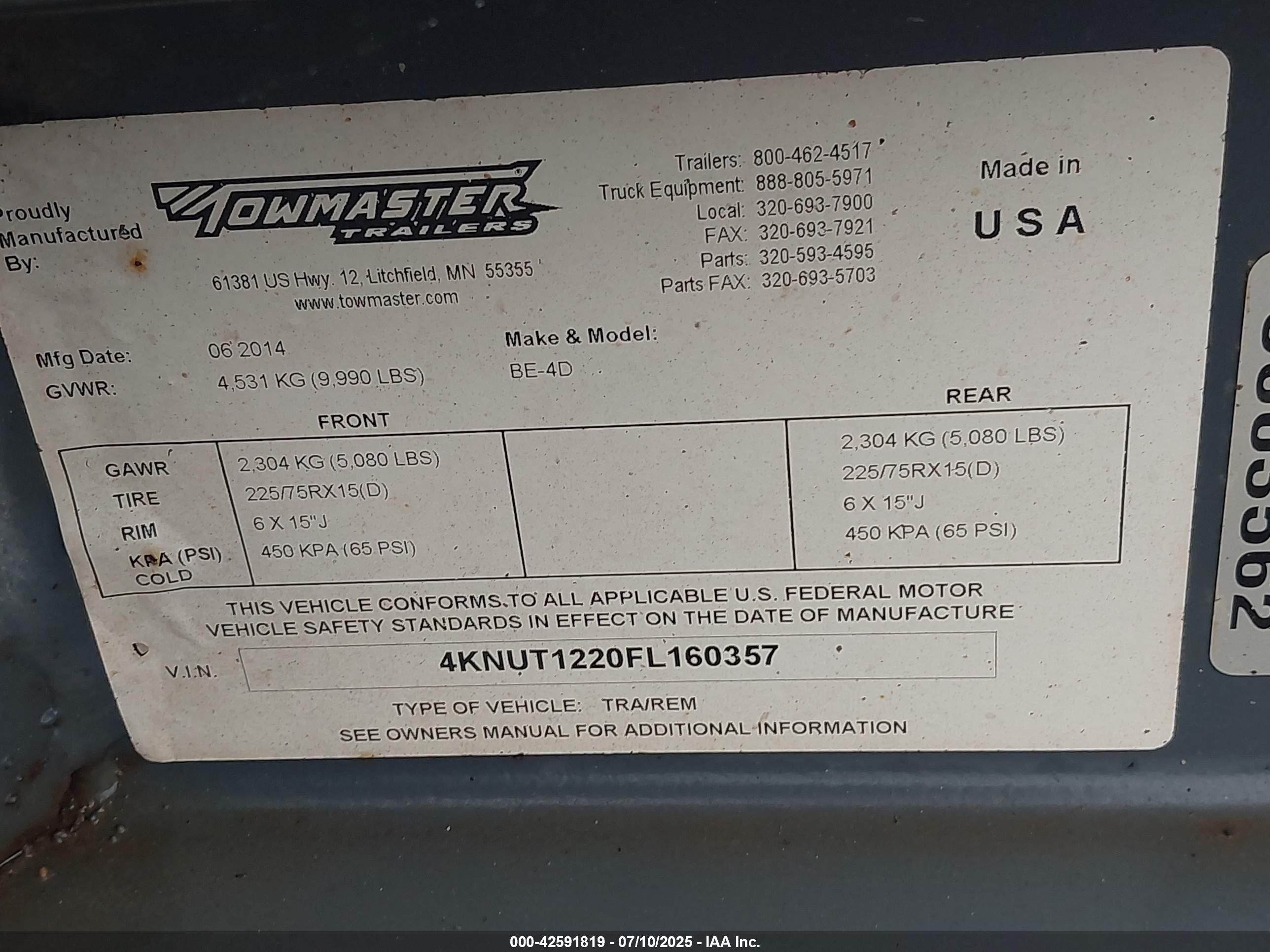 TOWMASTER BE-4D image 9