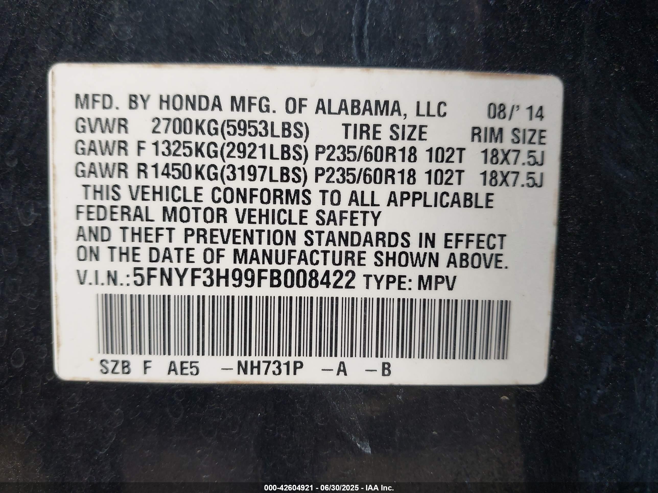 HONDA PILOT image 9