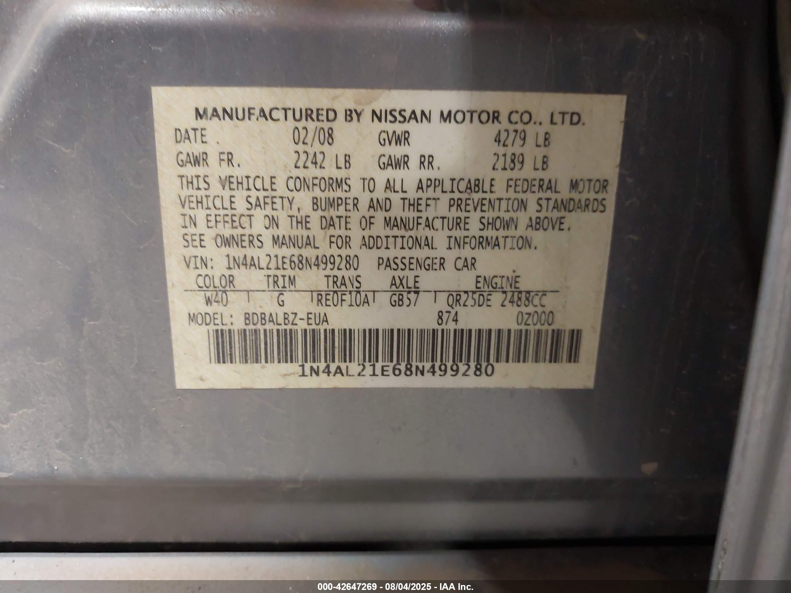 NISSAN ALTIMA image 9