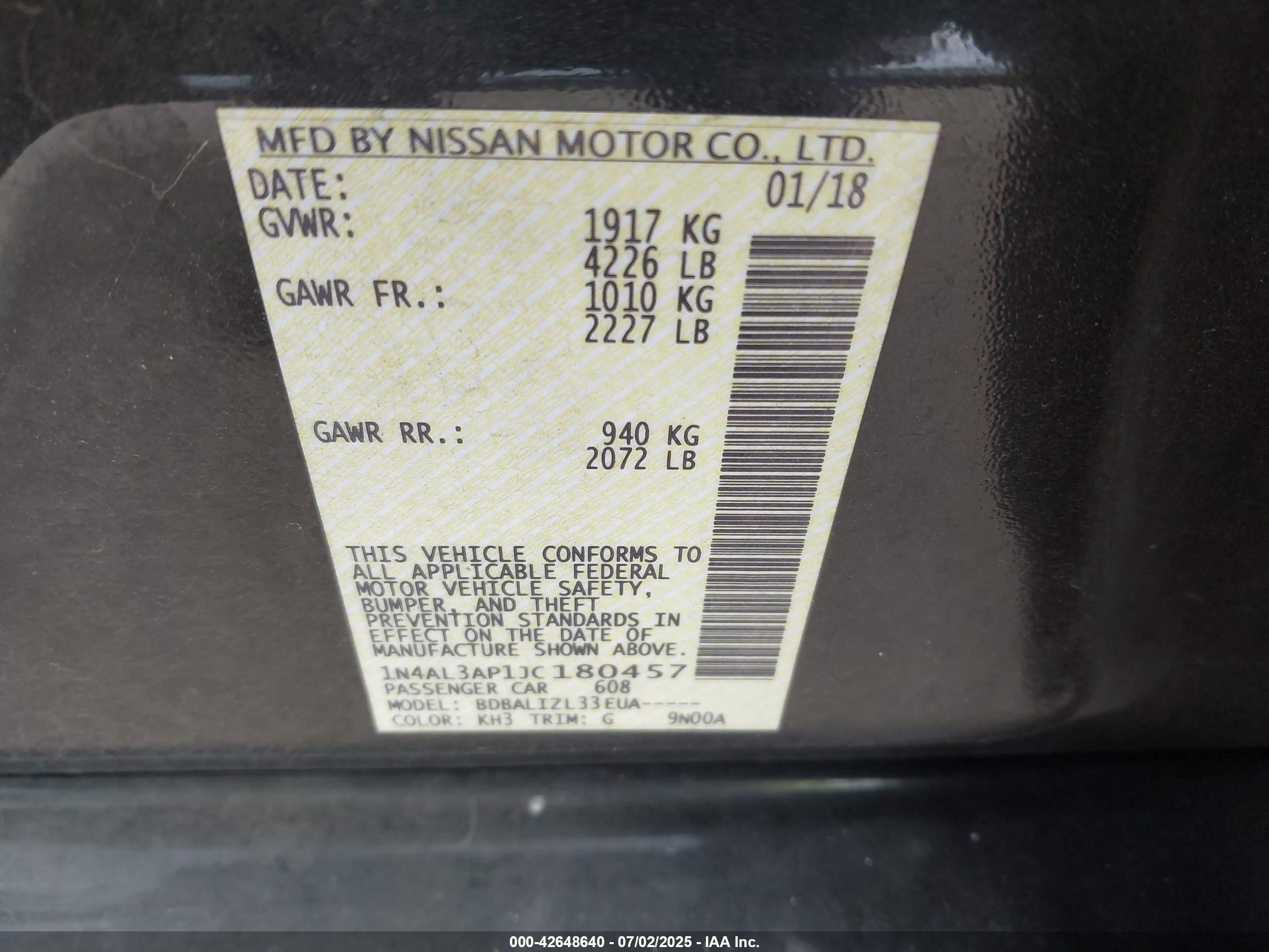 NISSAN ALTIMA image 9