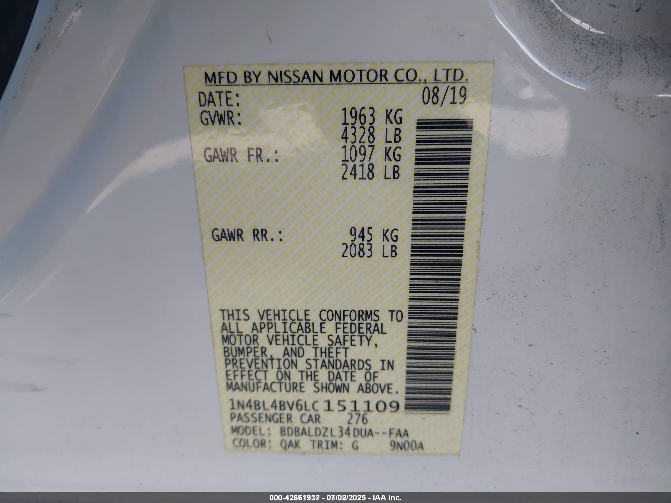 NISSAN ALTIMA image 9