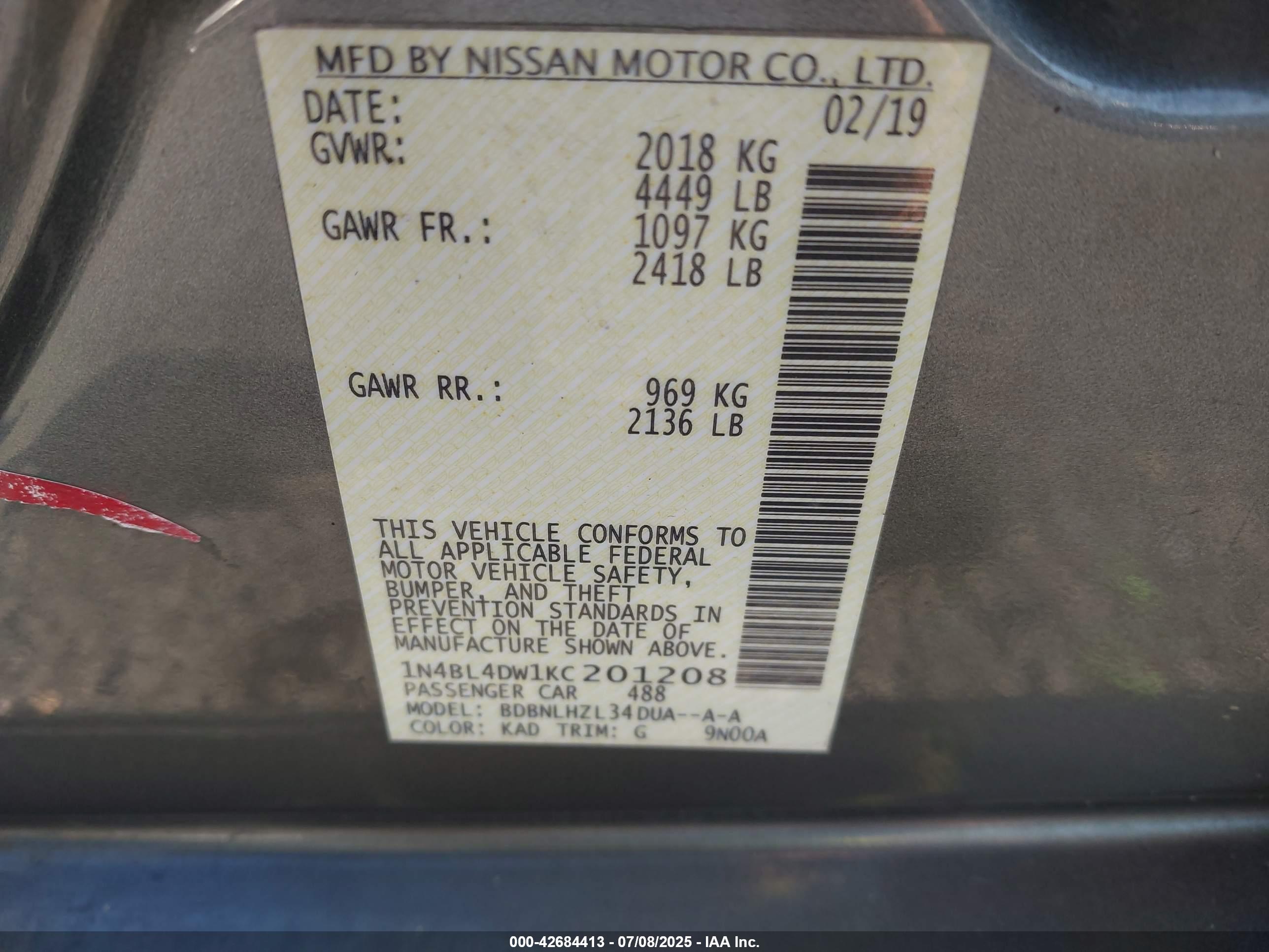 NISSAN ALTIMA image 9