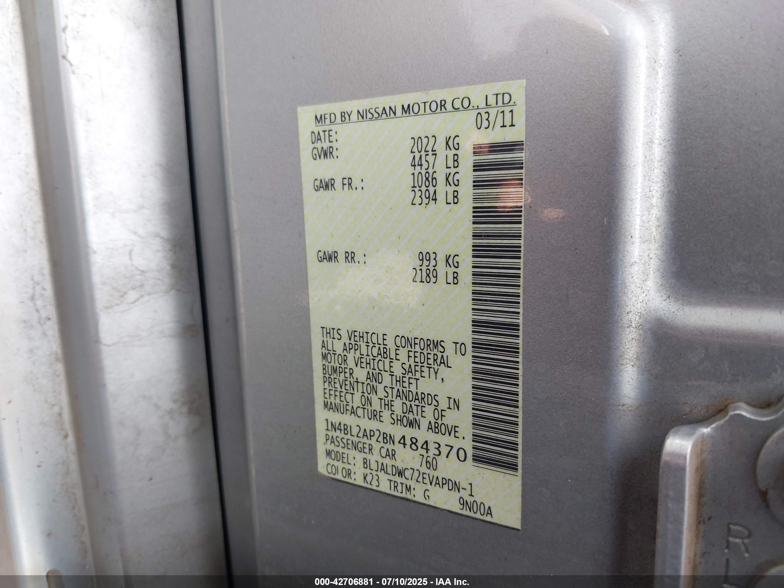 NISSAN ALTIMA image 9