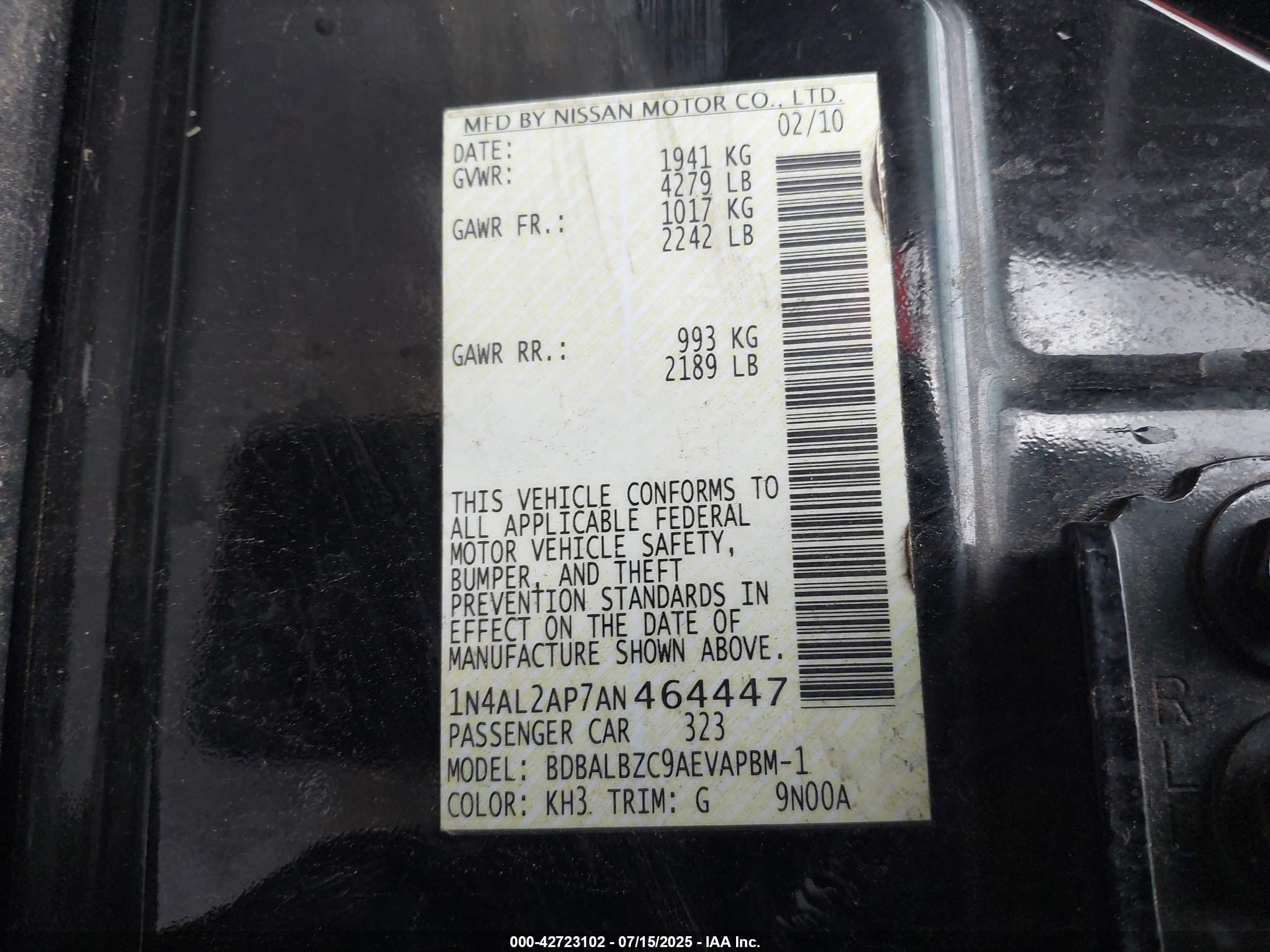 NISSAN ALTIMA image 9