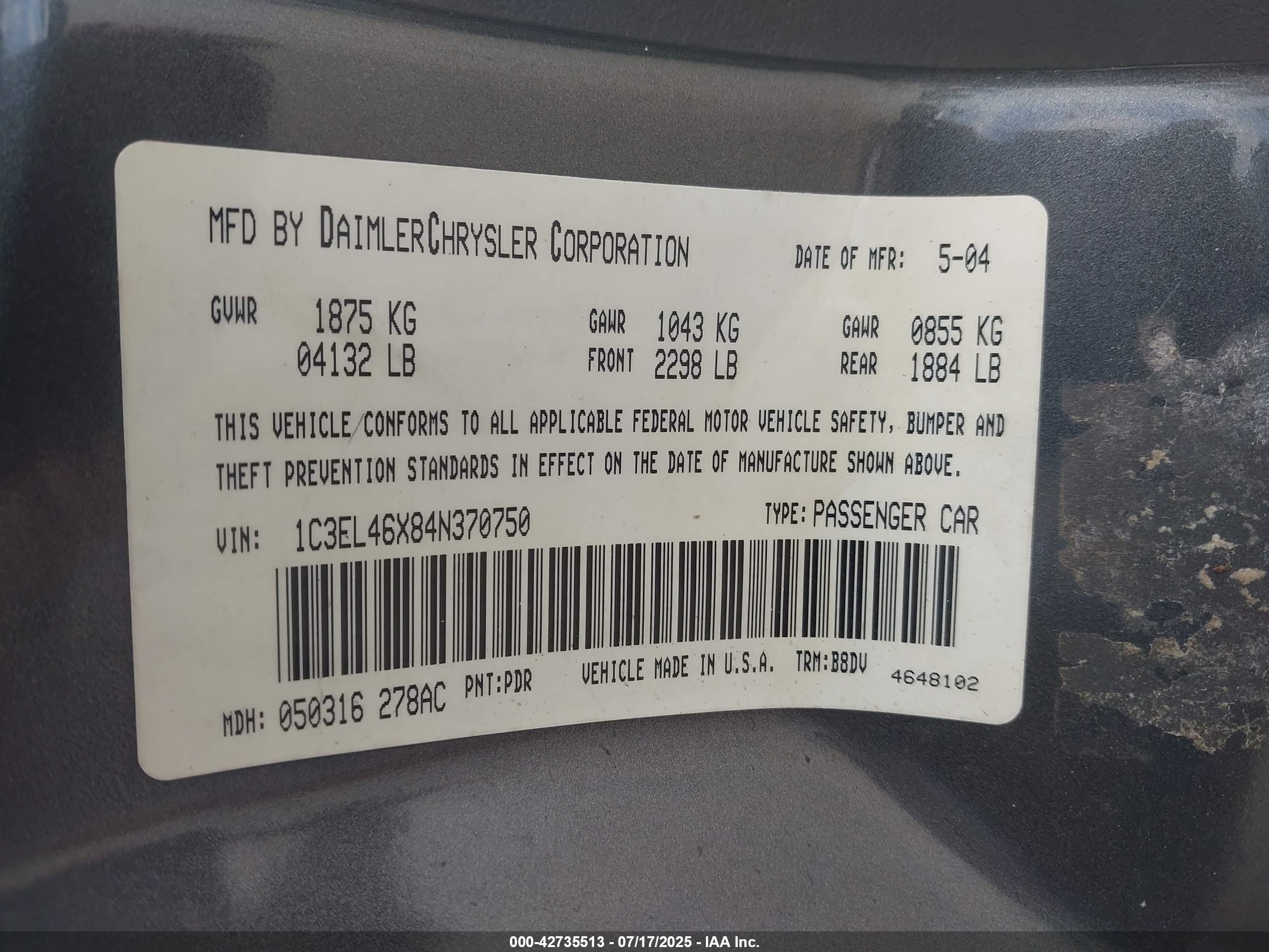 CHRYSLER SEBRING image 9