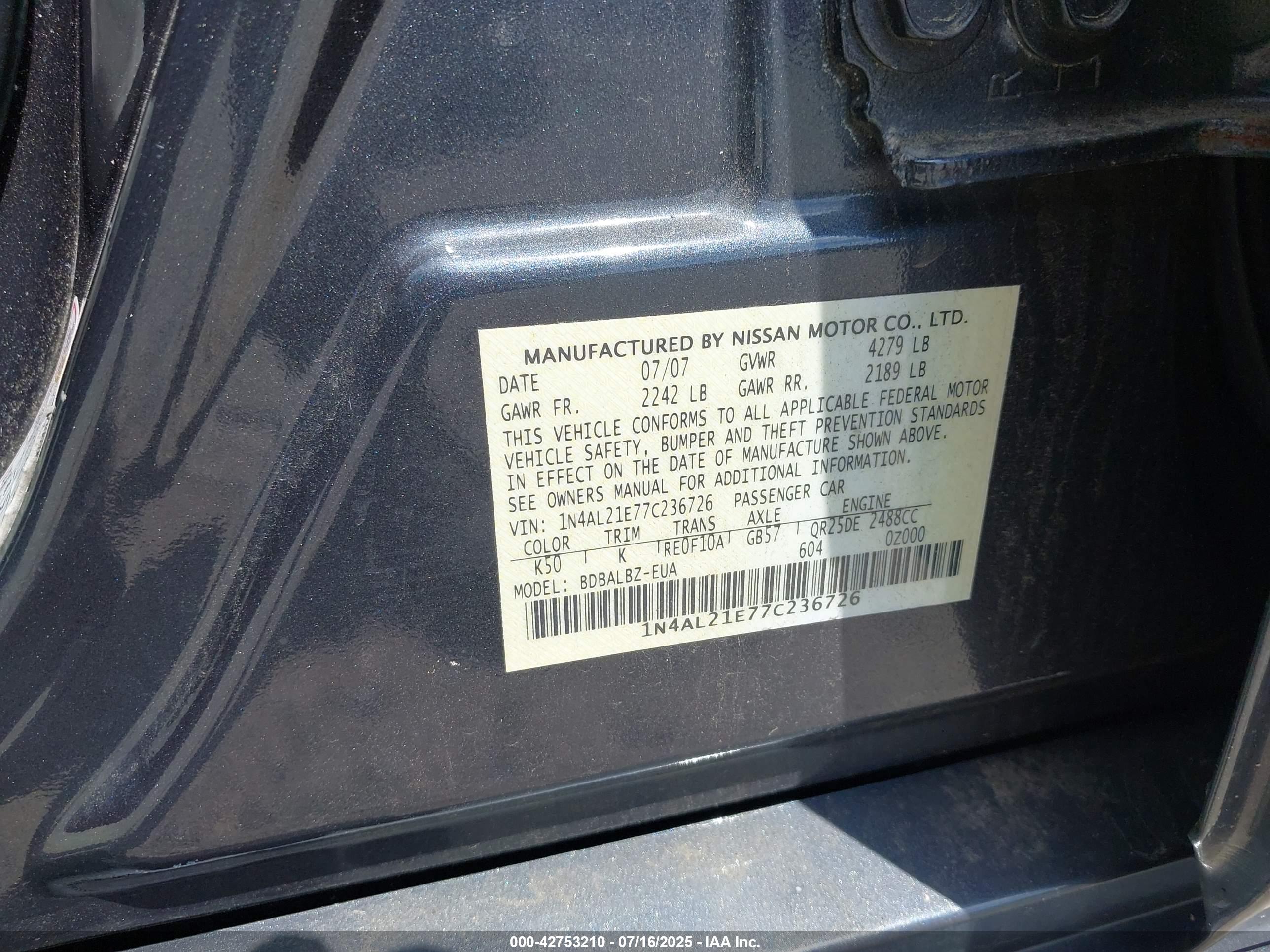 NISSAN ALTIMA image 9