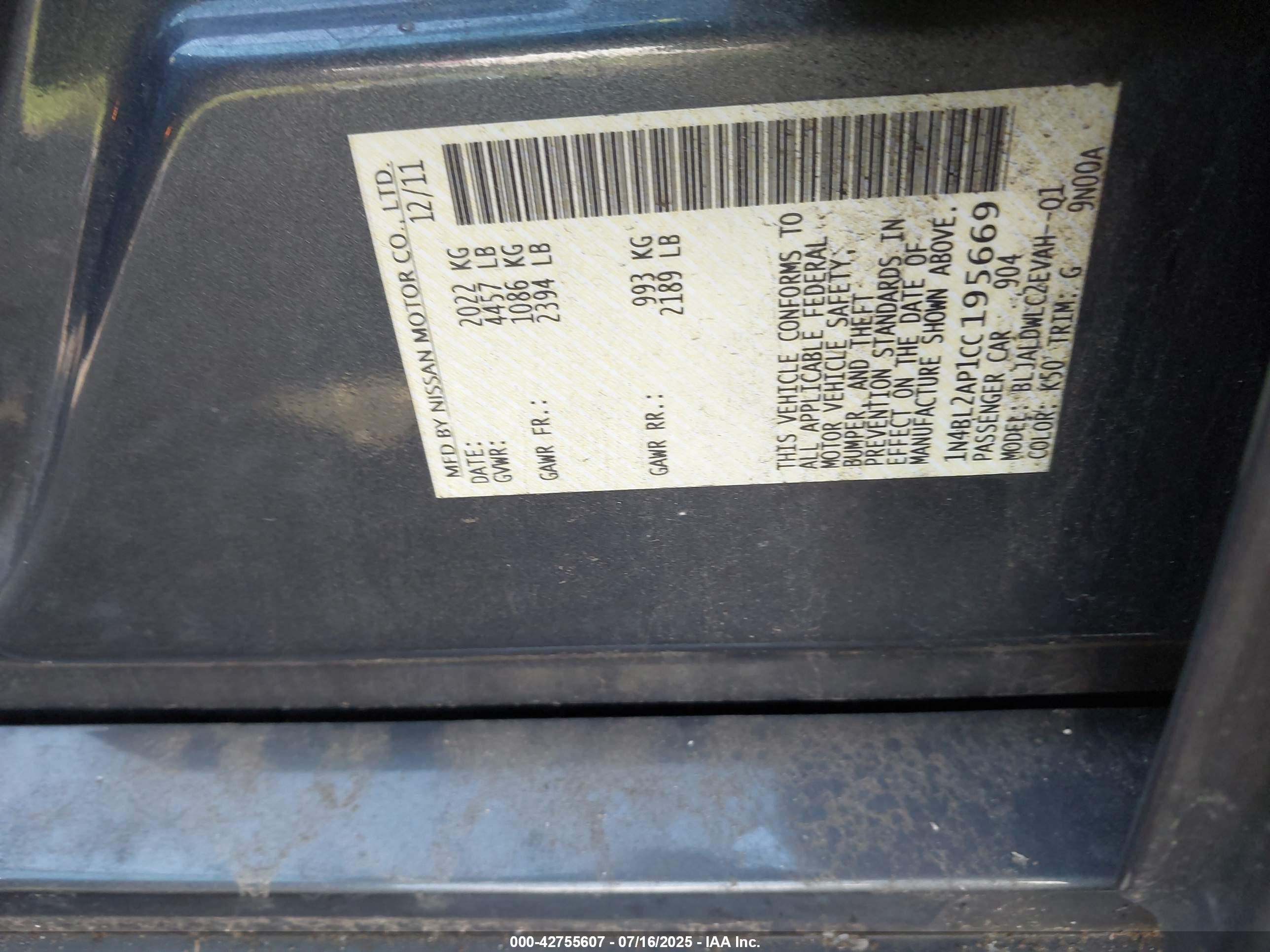 NISSAN ALTIMA image 9
