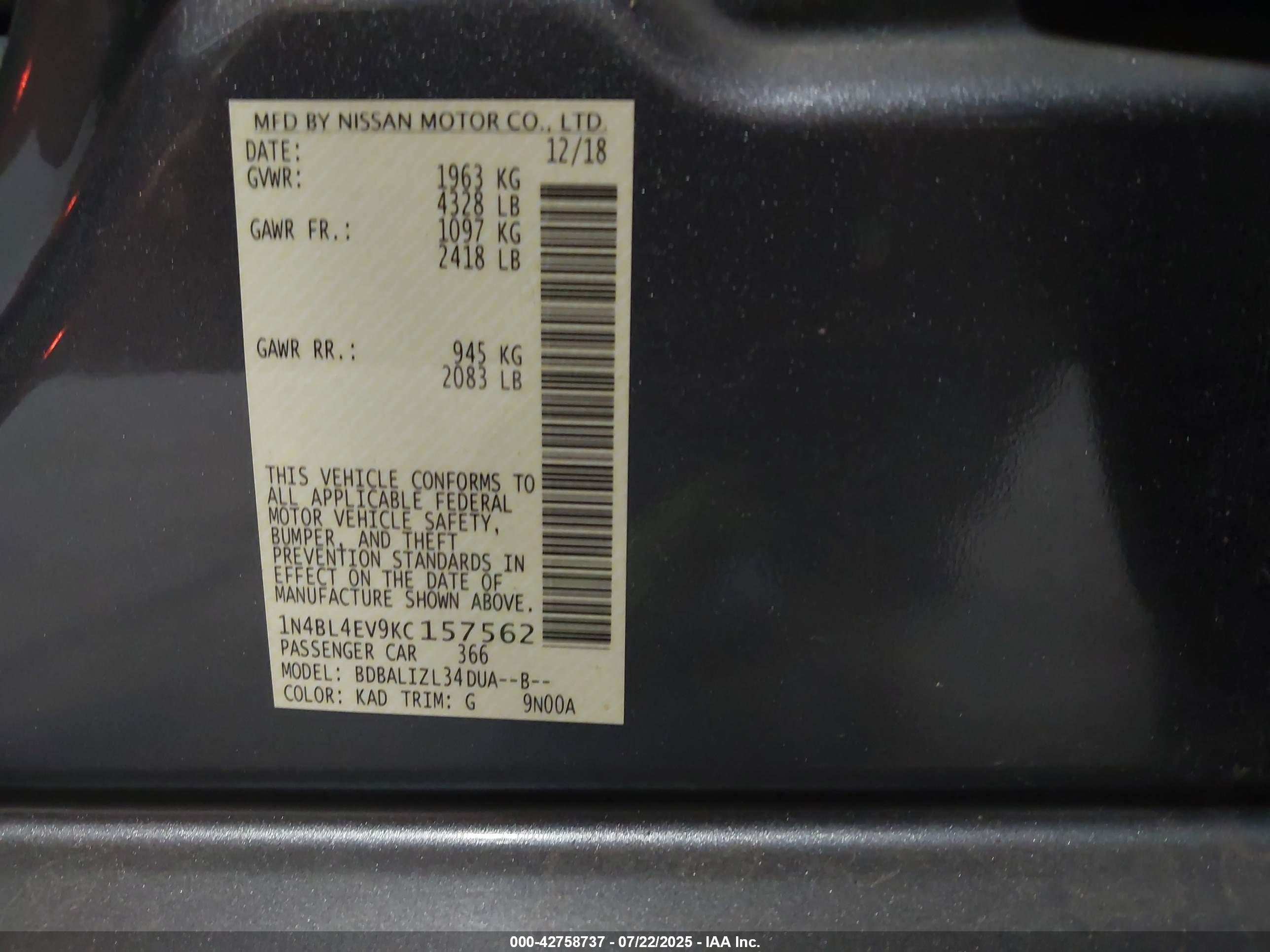 NISSAN ALTIMA image 9