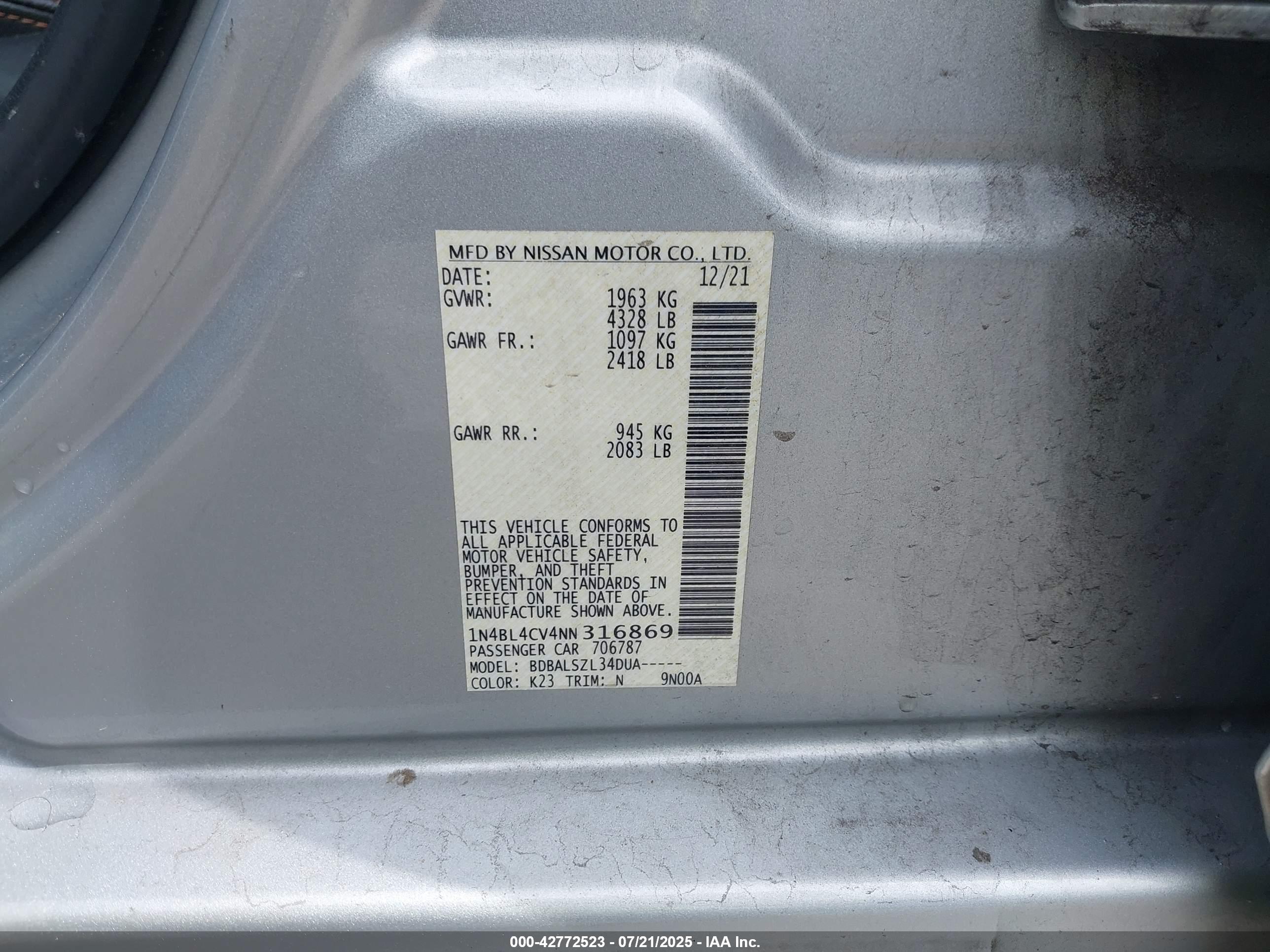 NISSAN ALTIMA image 9