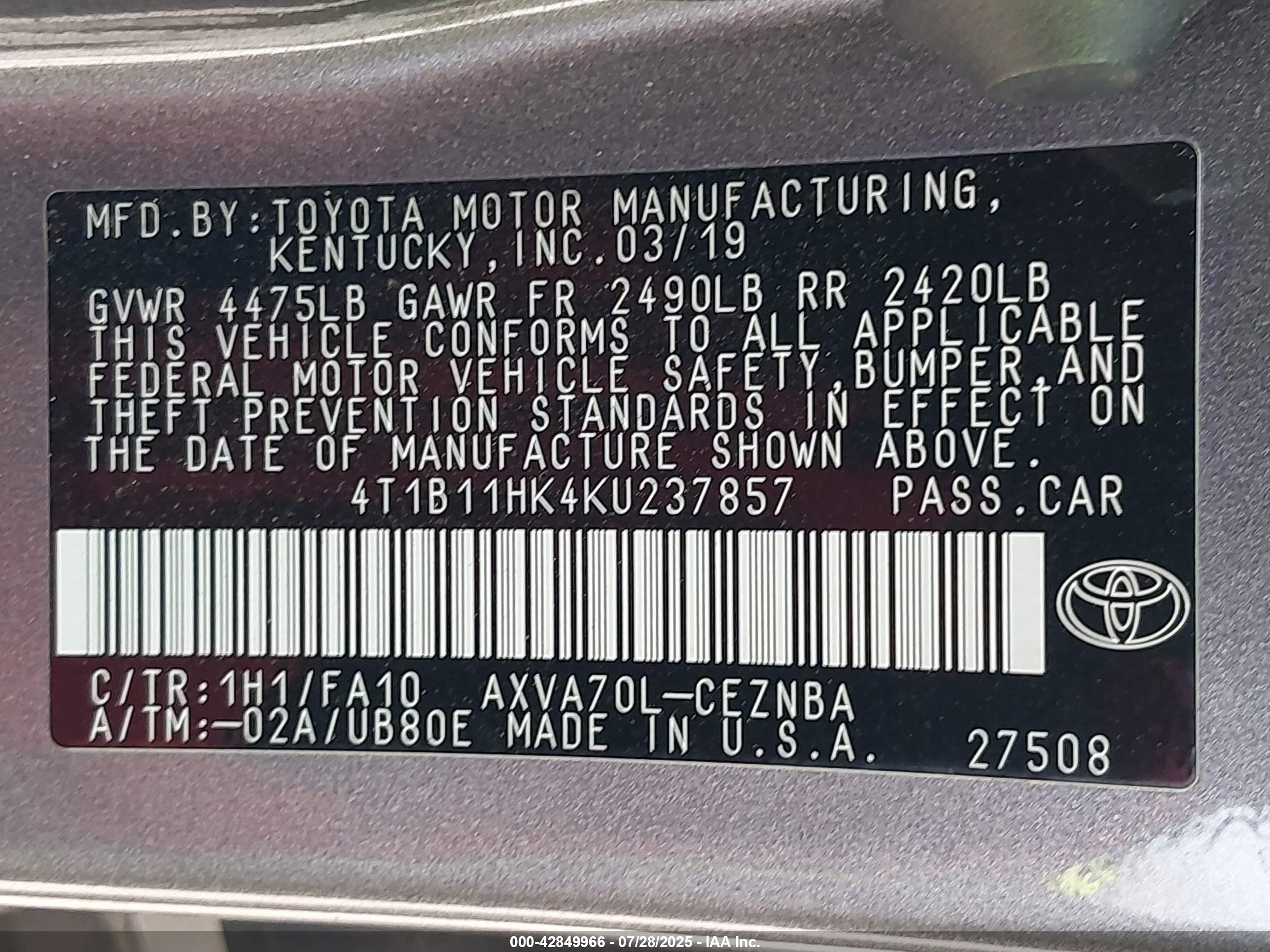 TOYOTA CAMRY image 9