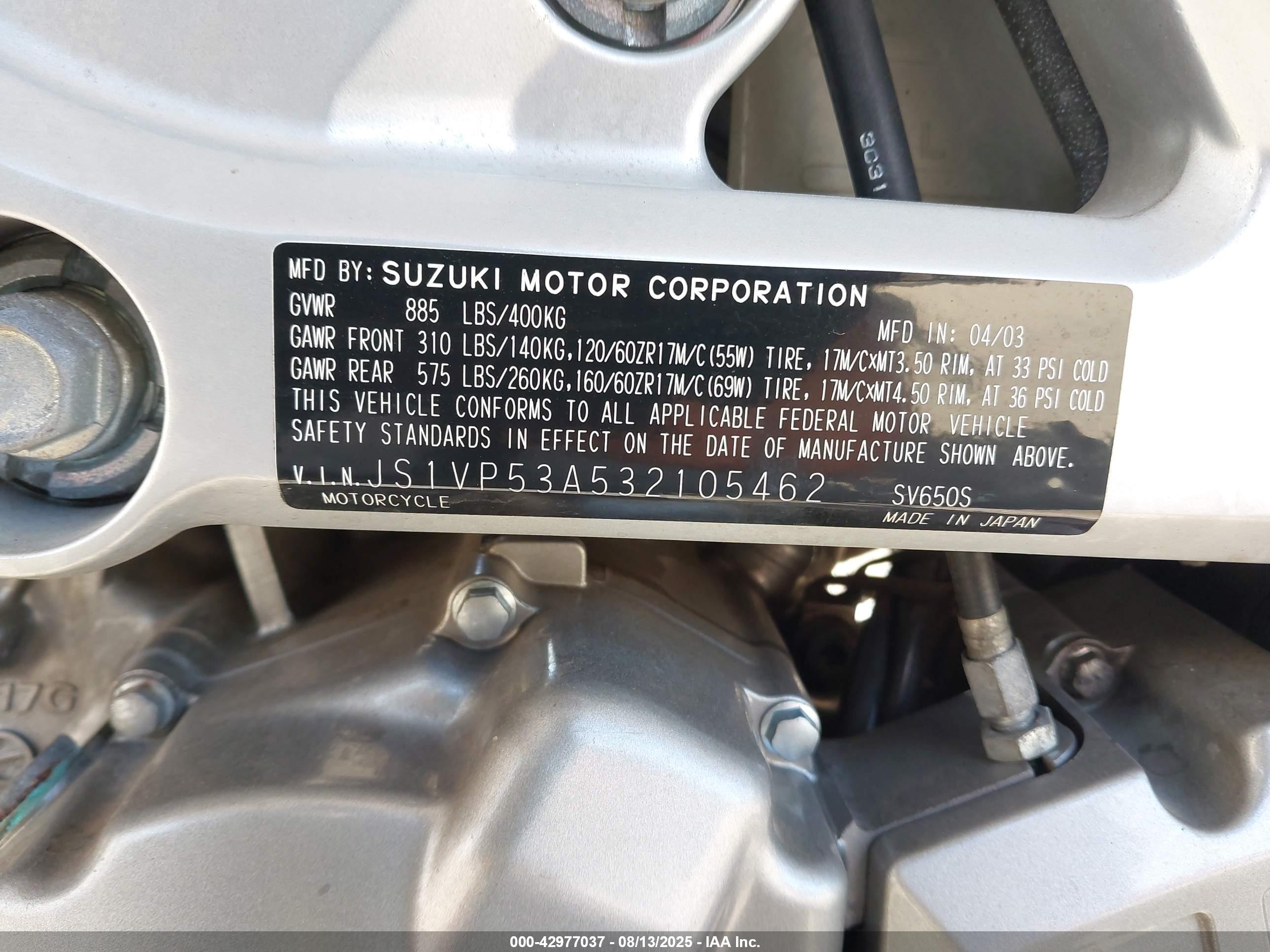 SUZUKI SV650 image 10