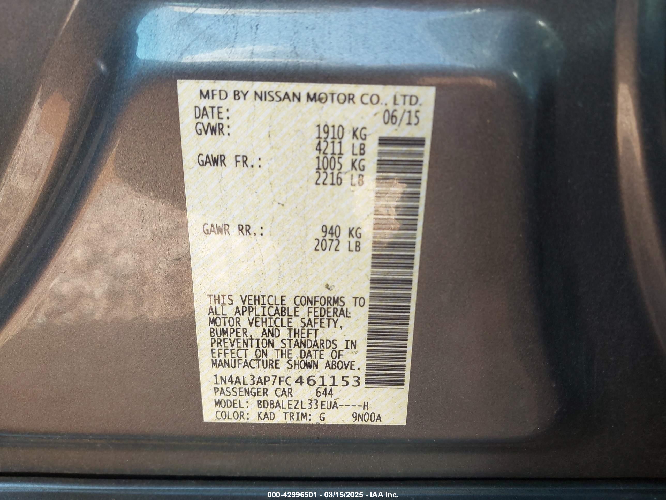 NISSAN ALTIMA image 9