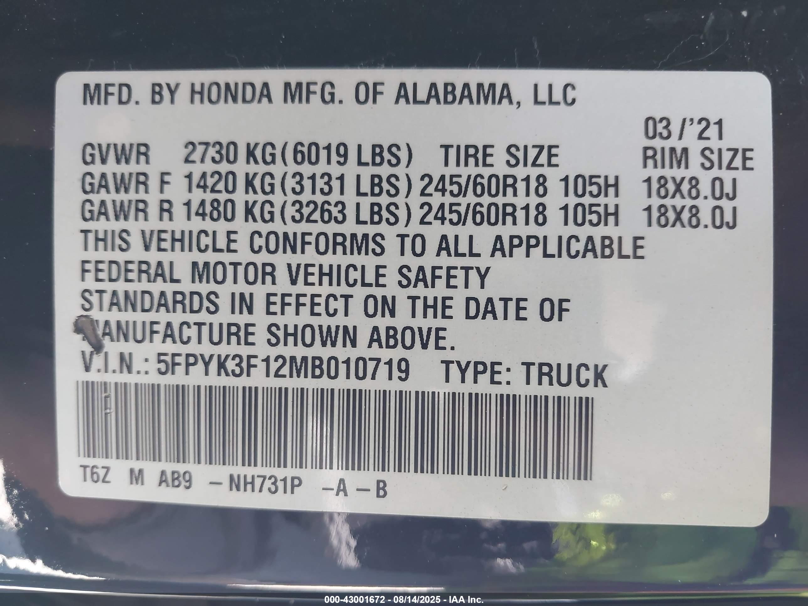 HONDA RIDGELINE image 9