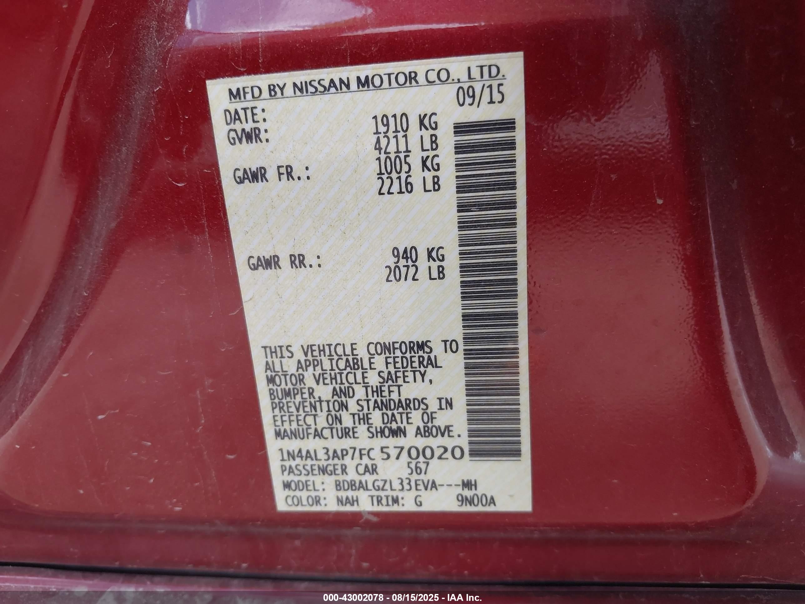 NISSAN ALTIMA image 9