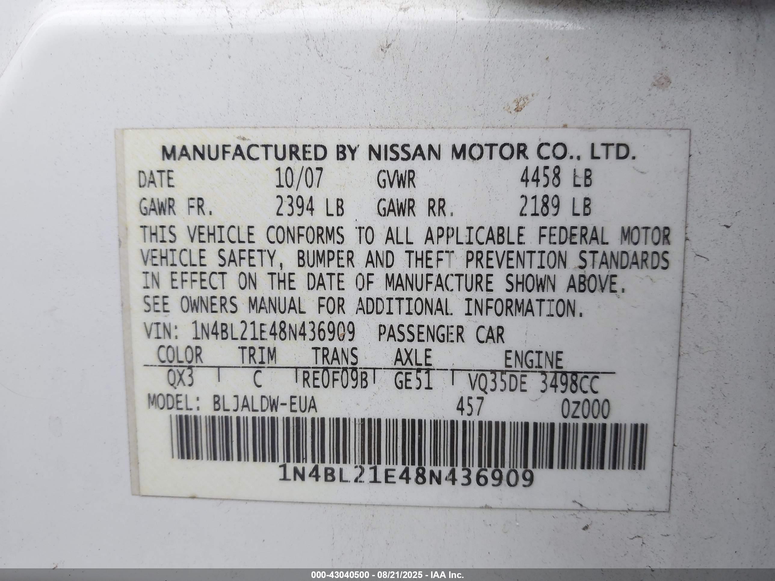 NISSAN ALTIMA image 9